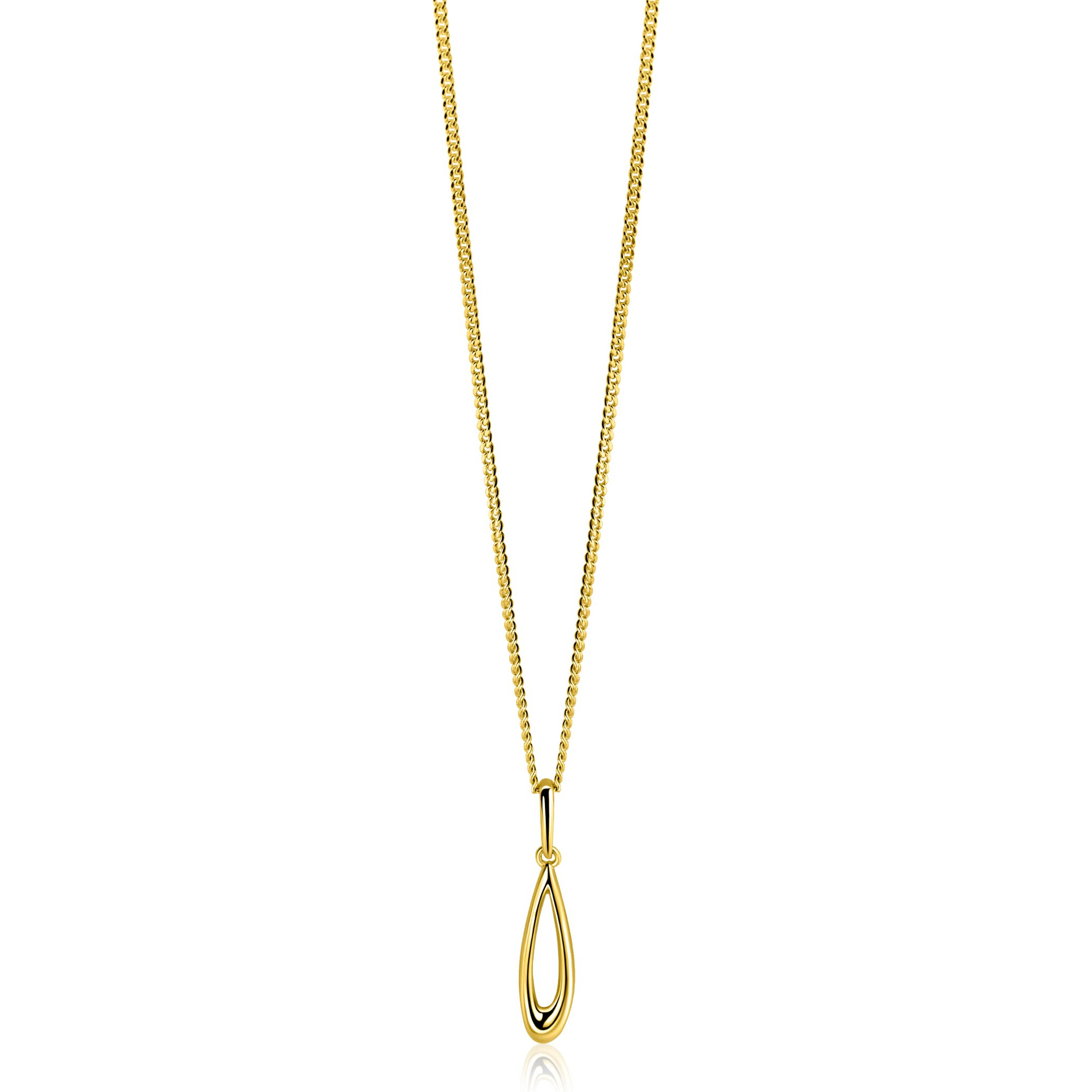 21mm ZINZI Gold 14 krt gouden hanger met open peervorm ZGH541 (zonder collier)