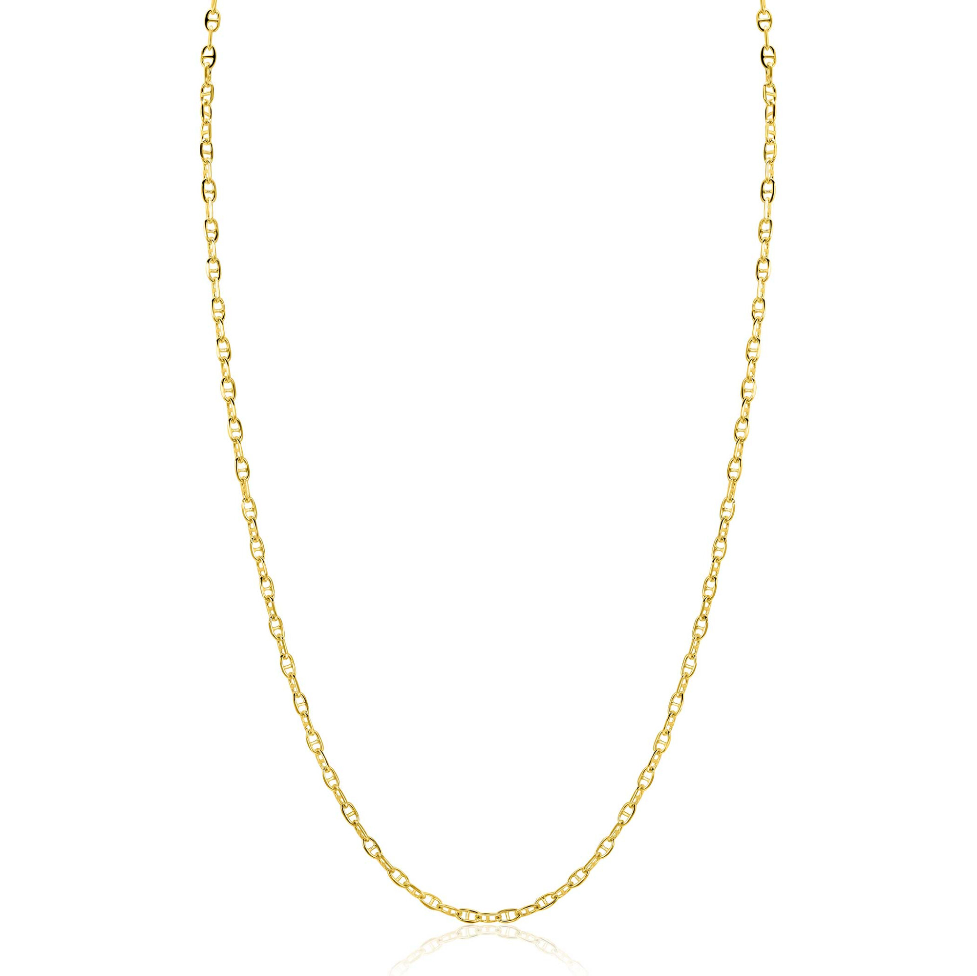 ZINZI Gold 14 karaat gouden massieve marine schakelketting 45cm 2mm breed ZGC577
