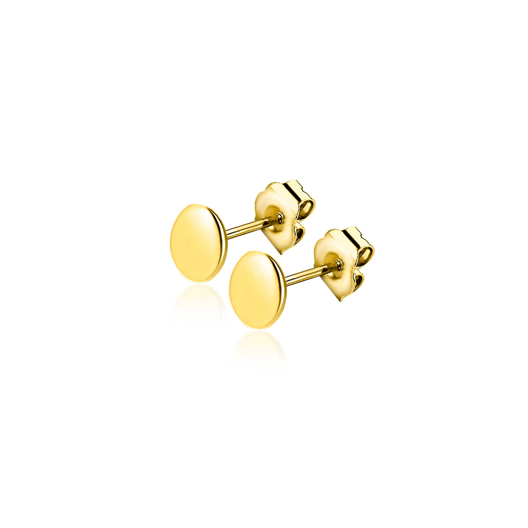 5mm ZINZI Gold 14 karaat gouden oorknoppen glad rond 5mm ZGO503
