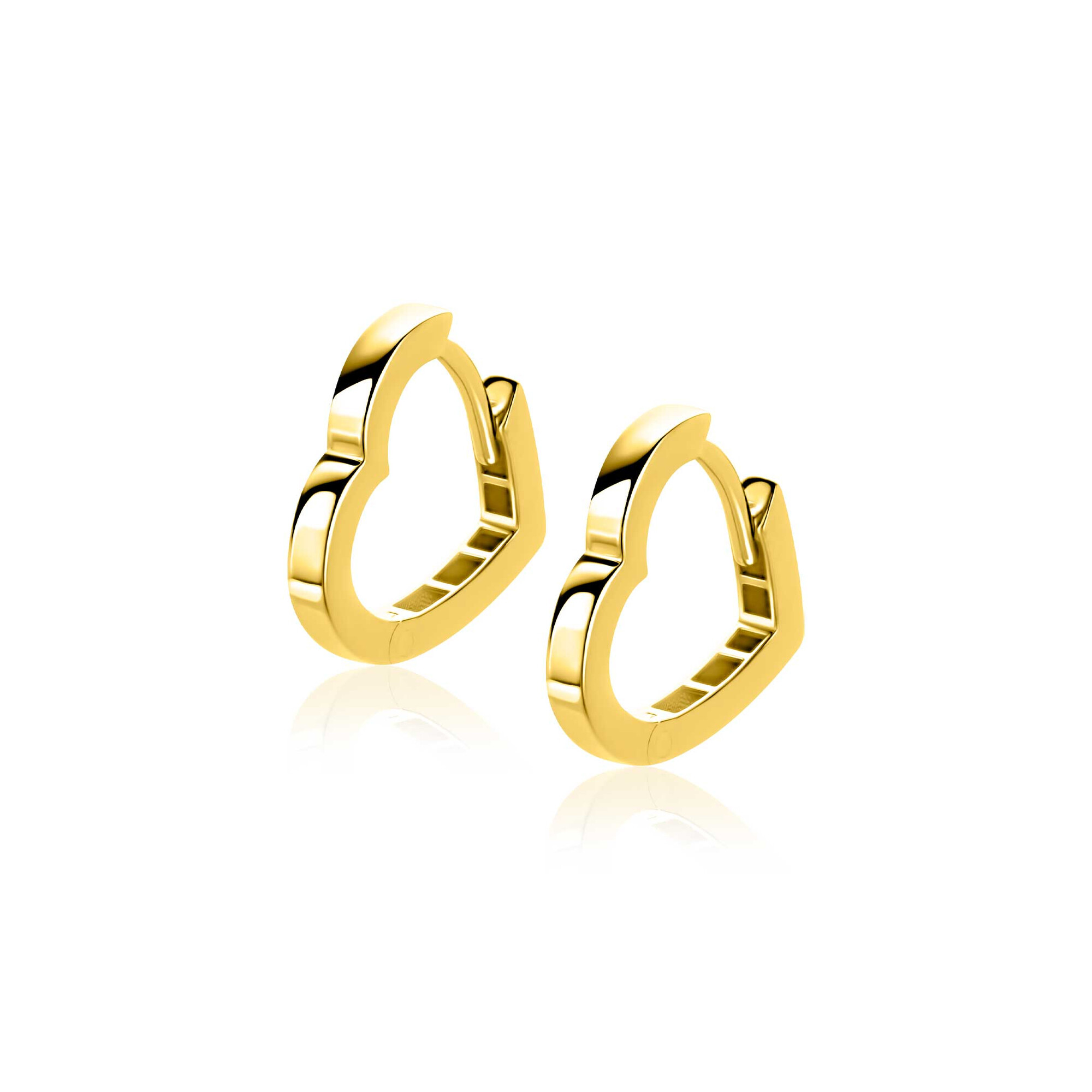 15mm ZINZI Gold 14 krt gouden oorringen in hartvorm met luxe klapsluiting 2mm vierkante buis ZGO574
