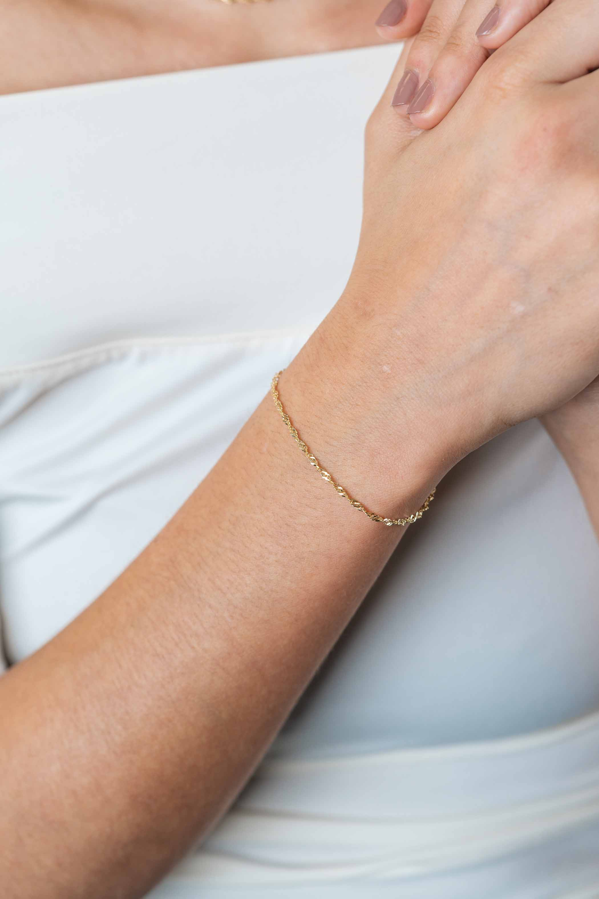 ZINZI Gold 14 karaat gouden massieve Singapore armband 1,8mm breed 17-19cm ZGA501
