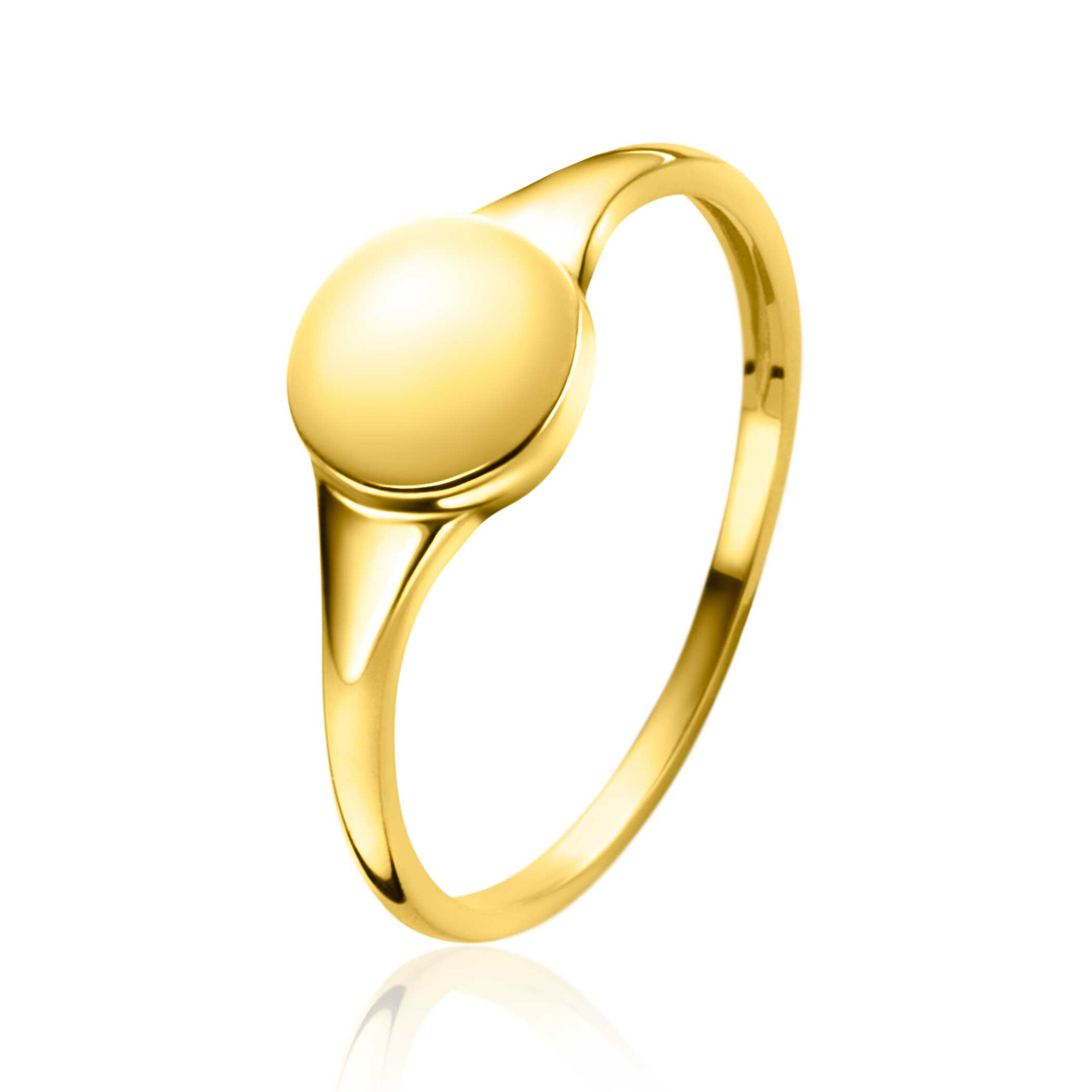 ZINZI Gold 14 krt gouden monogram ring met ovaal plaatje van 7mm ZGR406C