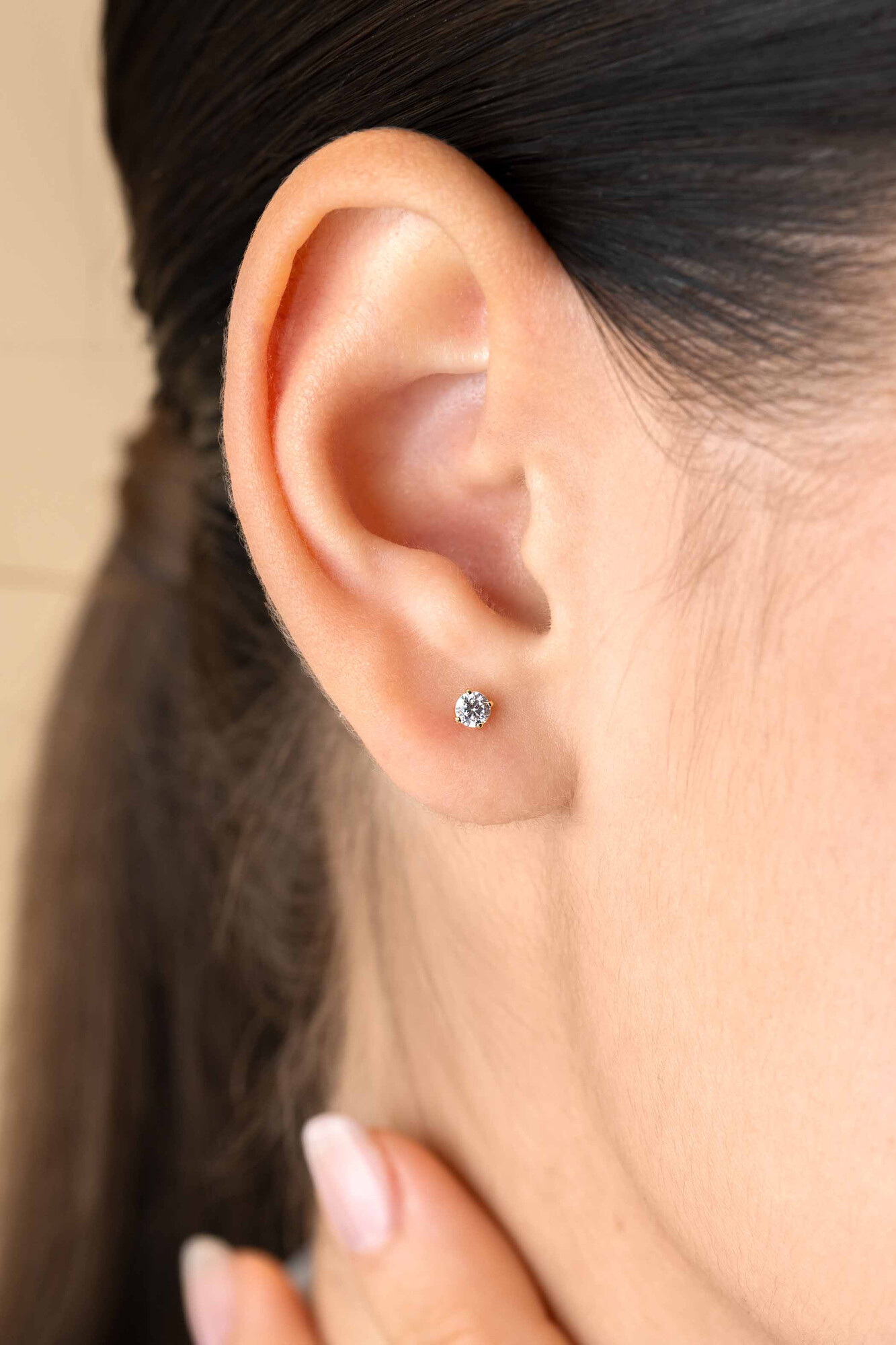 3mm ZINZI Gold 14 krt gouden oorknopjes bezet met een witte zirconia in vierpootszetting ZGO475
