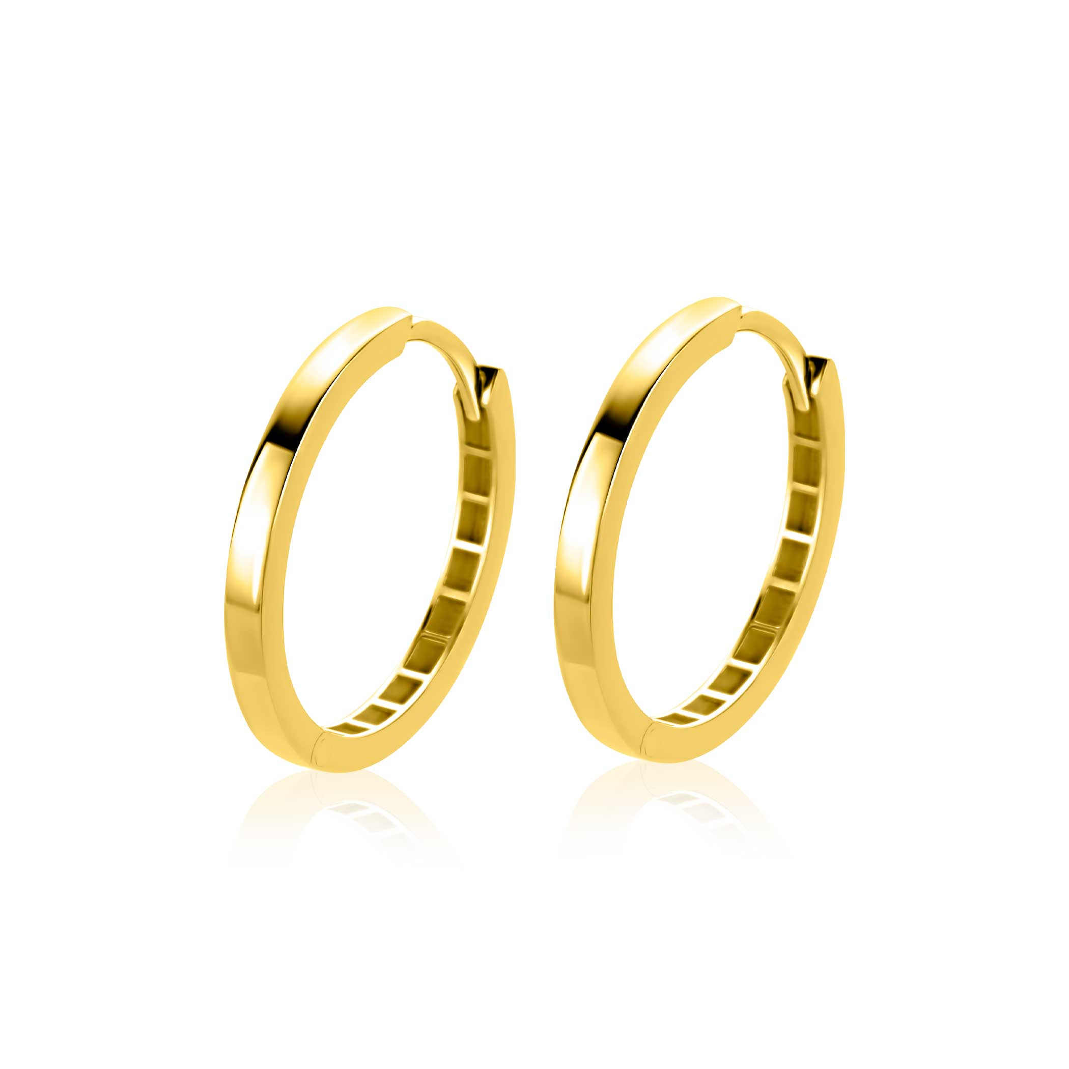 19mm ZINZI Gold 14 krt gouden oorringen met luxe klapsluiting 2mm vierkante buis ZGO573
