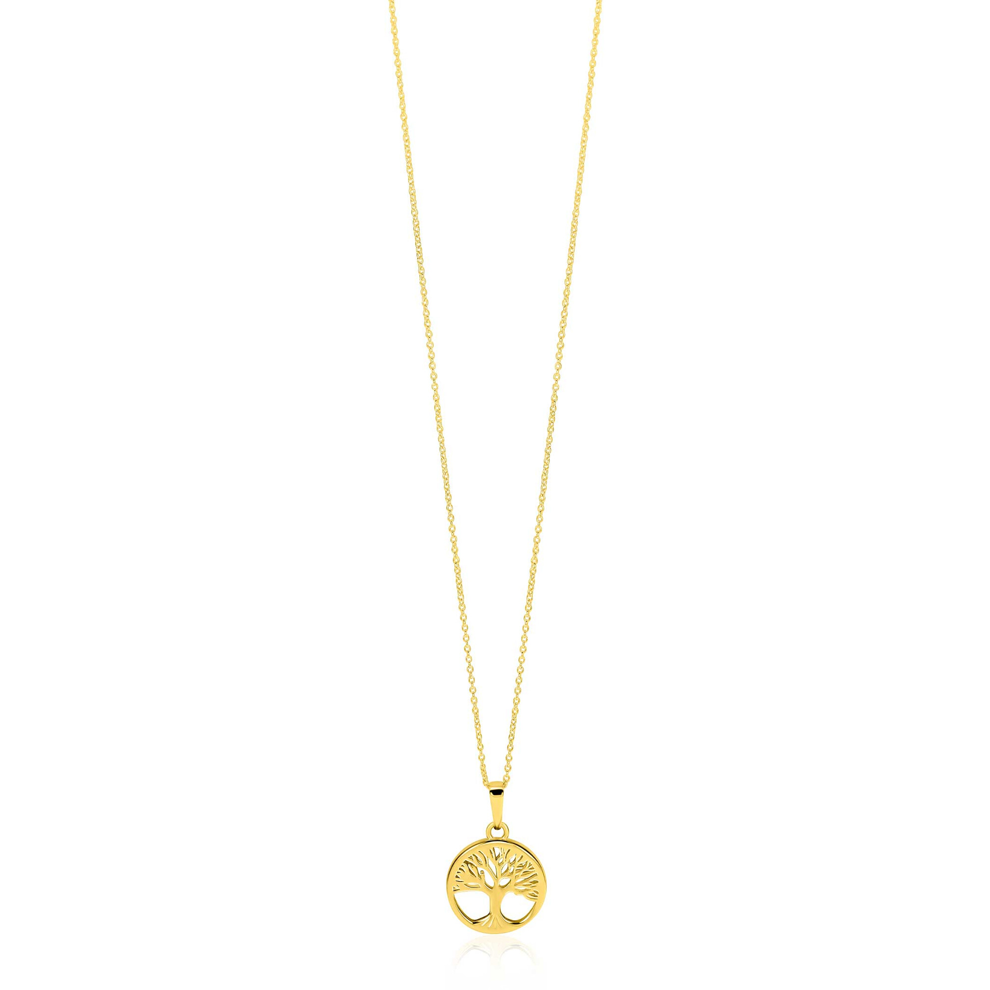 12mm ZINZI Gold 14 krt gouden hanger met levensboom (Tree of Life) ZGH578 (zonder collier)