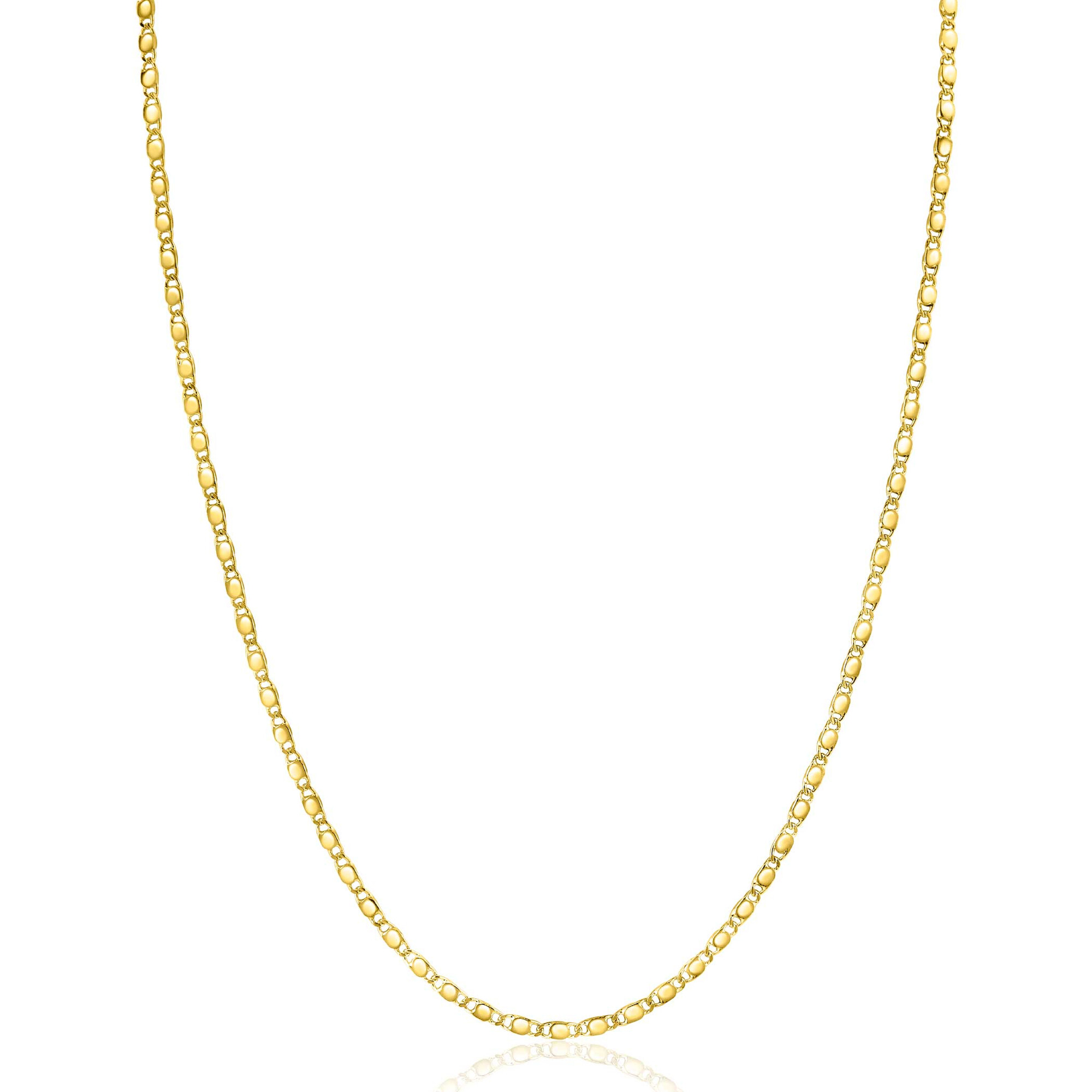 ZINZI Gold 14 karaat gouden massieve ketting met glanzende fantasie plaatjes 1,7mm breed 41-43cm ZGC497