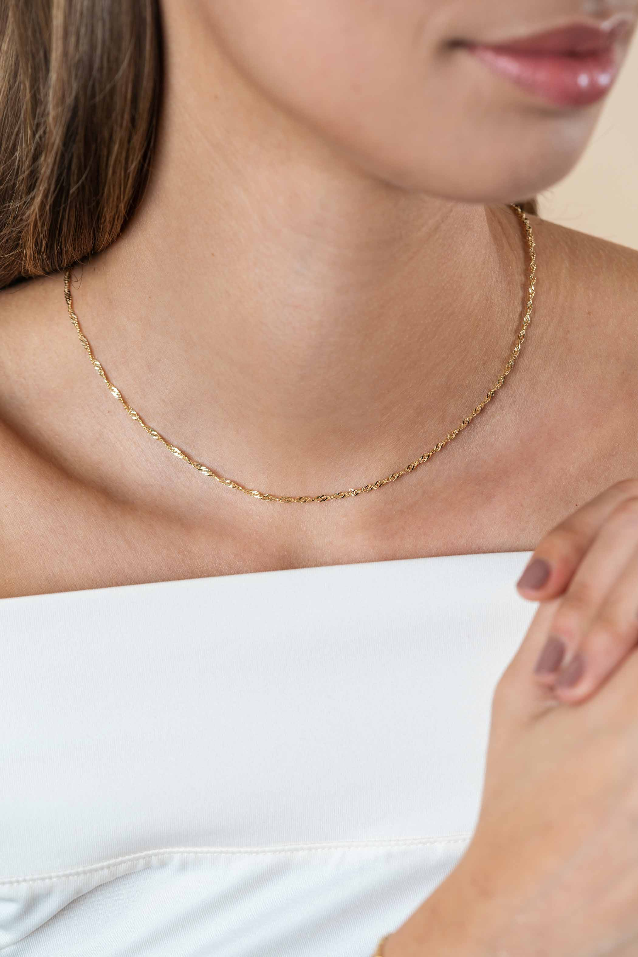 ZINZI Gold 14 karaat gouden massieve Singapore ketting 1,8mm breed 41-43cm ZGC501
