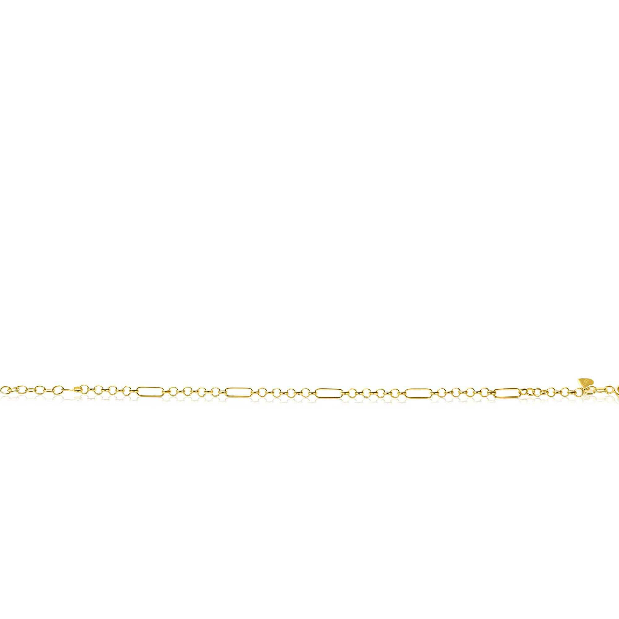 ZINZI Gold 14 karaat gouden massieve armband met vier paperclip-schakels gecombineerd met jasseron schakels 17-19cm ZGA495
