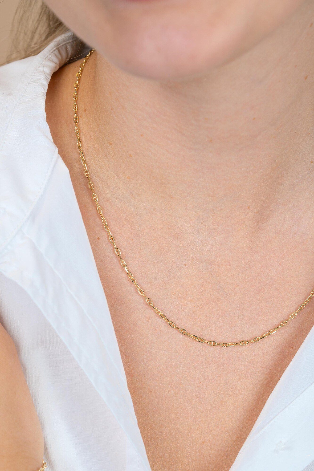 ZINZI Gold 14 karaat gouden massieve marine schakelketting 45cm 2mm breed ZGC577
