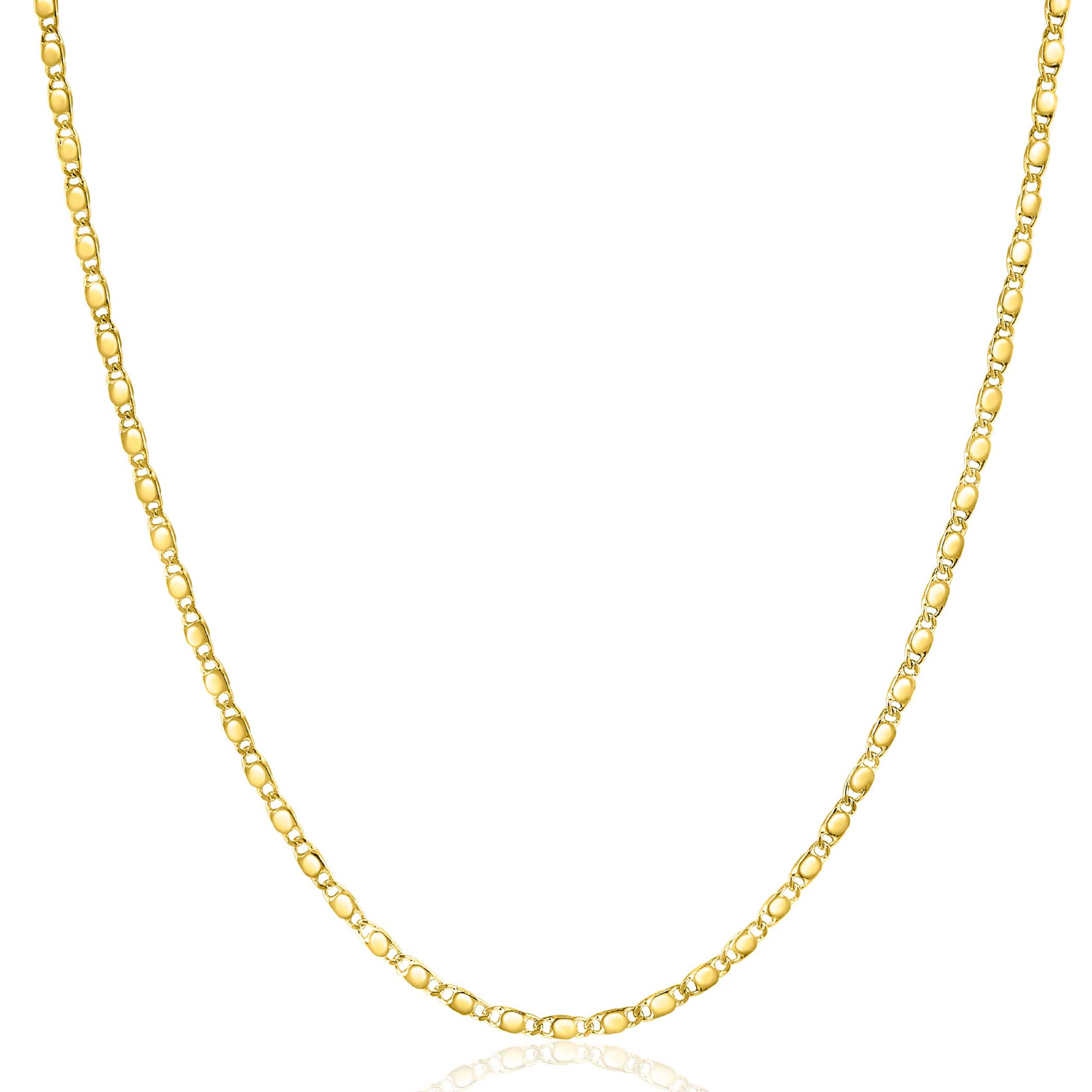 ZINZI Gold 14 karaat gouden massieve ketting met glanzende fantasie plaatjes 1,7mm breed 41-43cm ZGC497