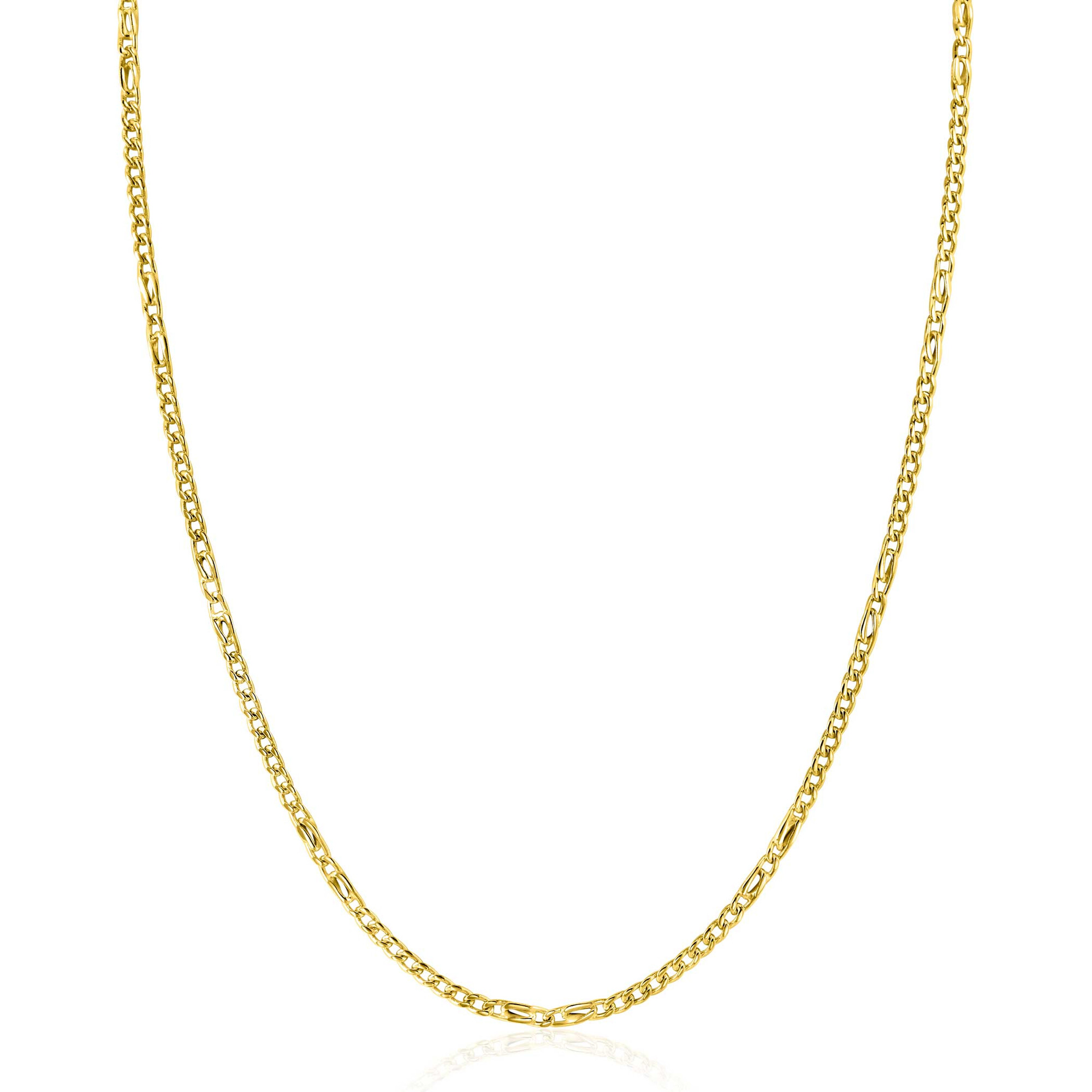 ZINZI Gold 14 karaat gouden massieve gourmet ketting met valkenoog schakels 2mm breed 41-43cm ZGC498
