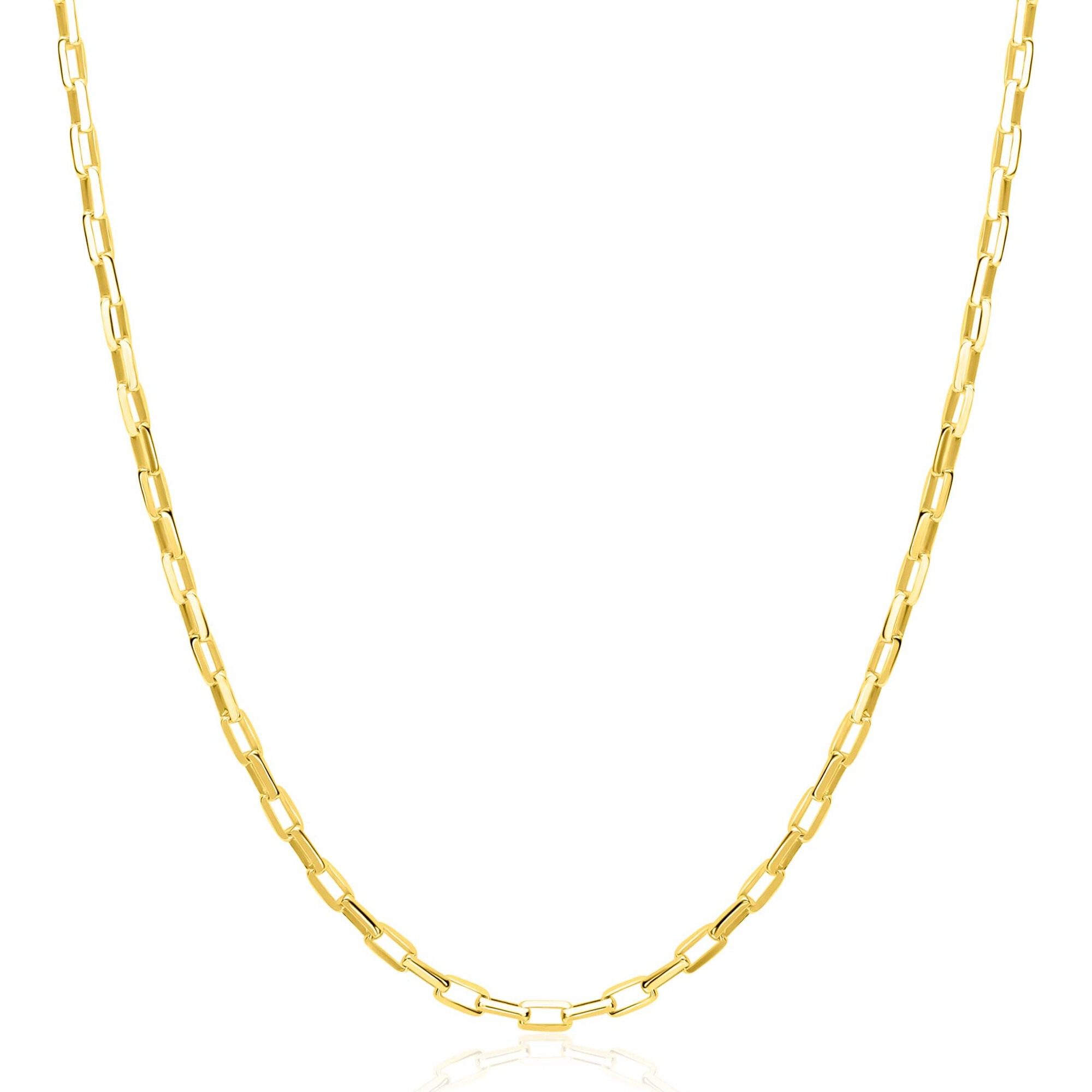 ZINZI gold plated zilveren paperclip schakel ketting (2,2mm breed) 42-45cm ZIC2845G