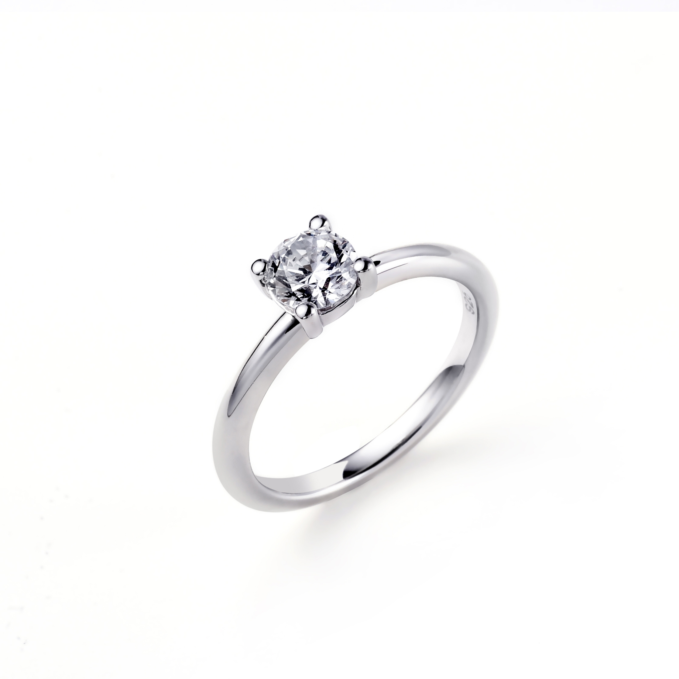 ZINZI zilveren aanschuifring rond wit ZIR1300C