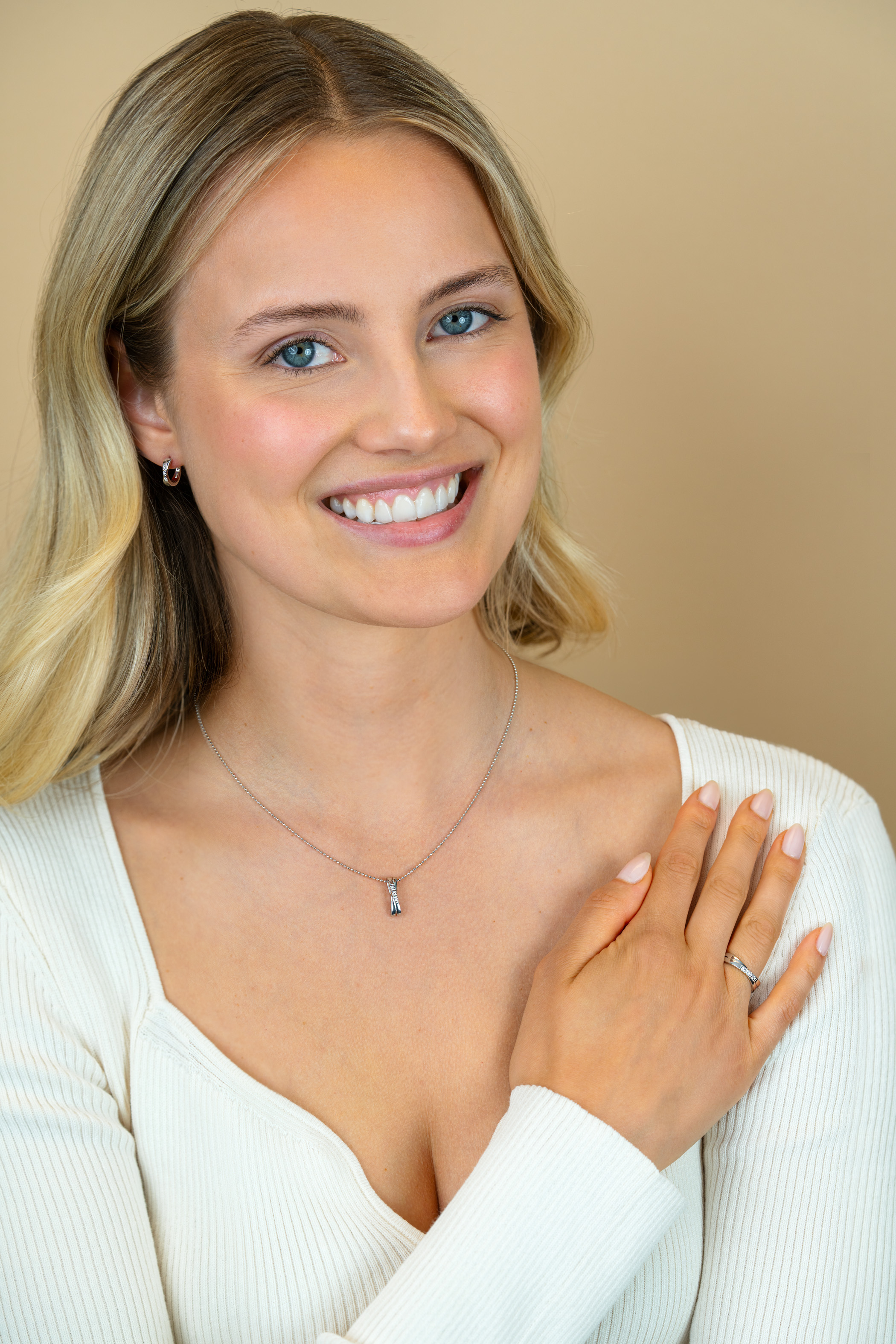 ZINZI zilveren hanger kruislings wit 16mm ZIH2039 (zonder collier)