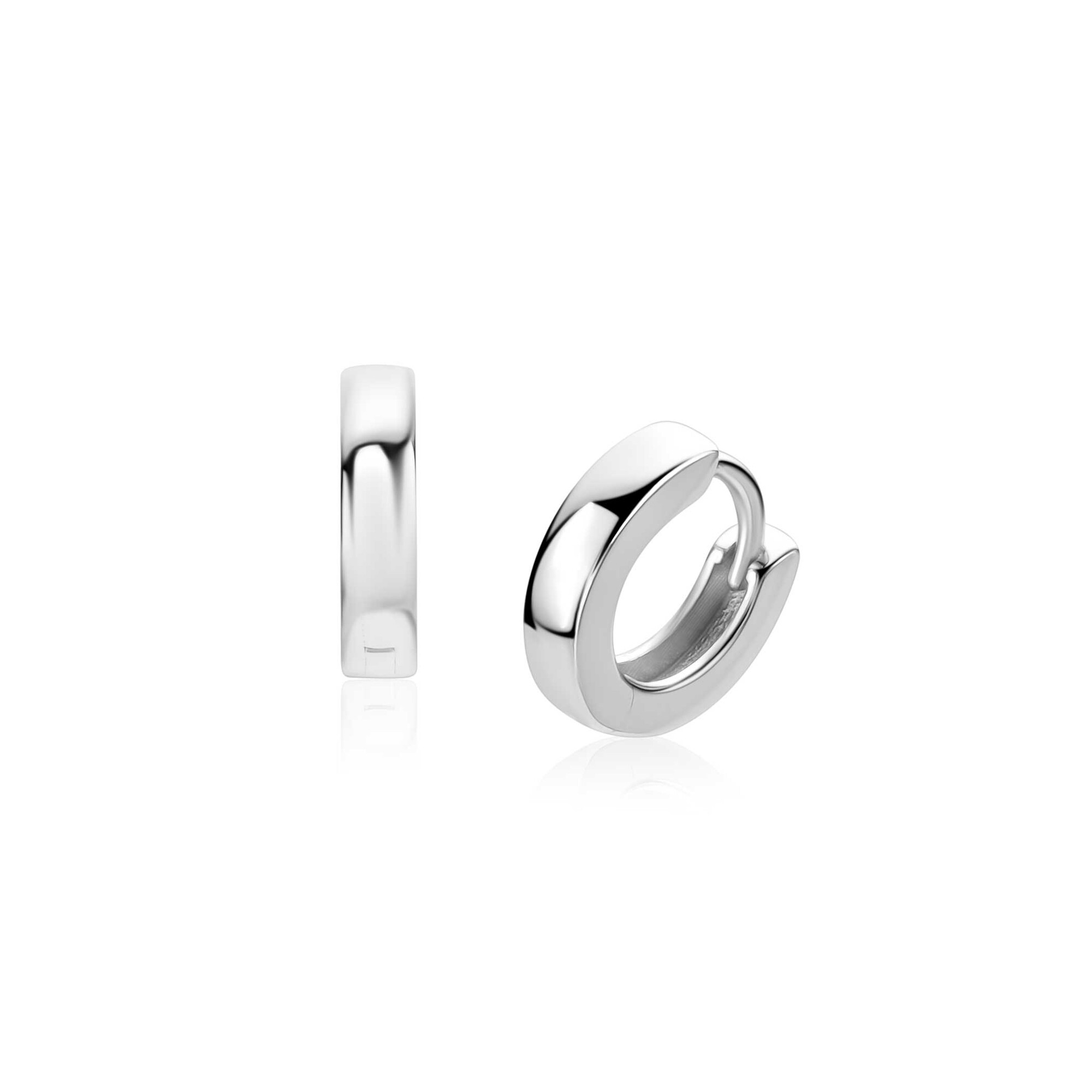 11,5mm ZINZI zilveren oorringen met vierkante gladde buis 3mm, luxe klapsluiting ZIO2860