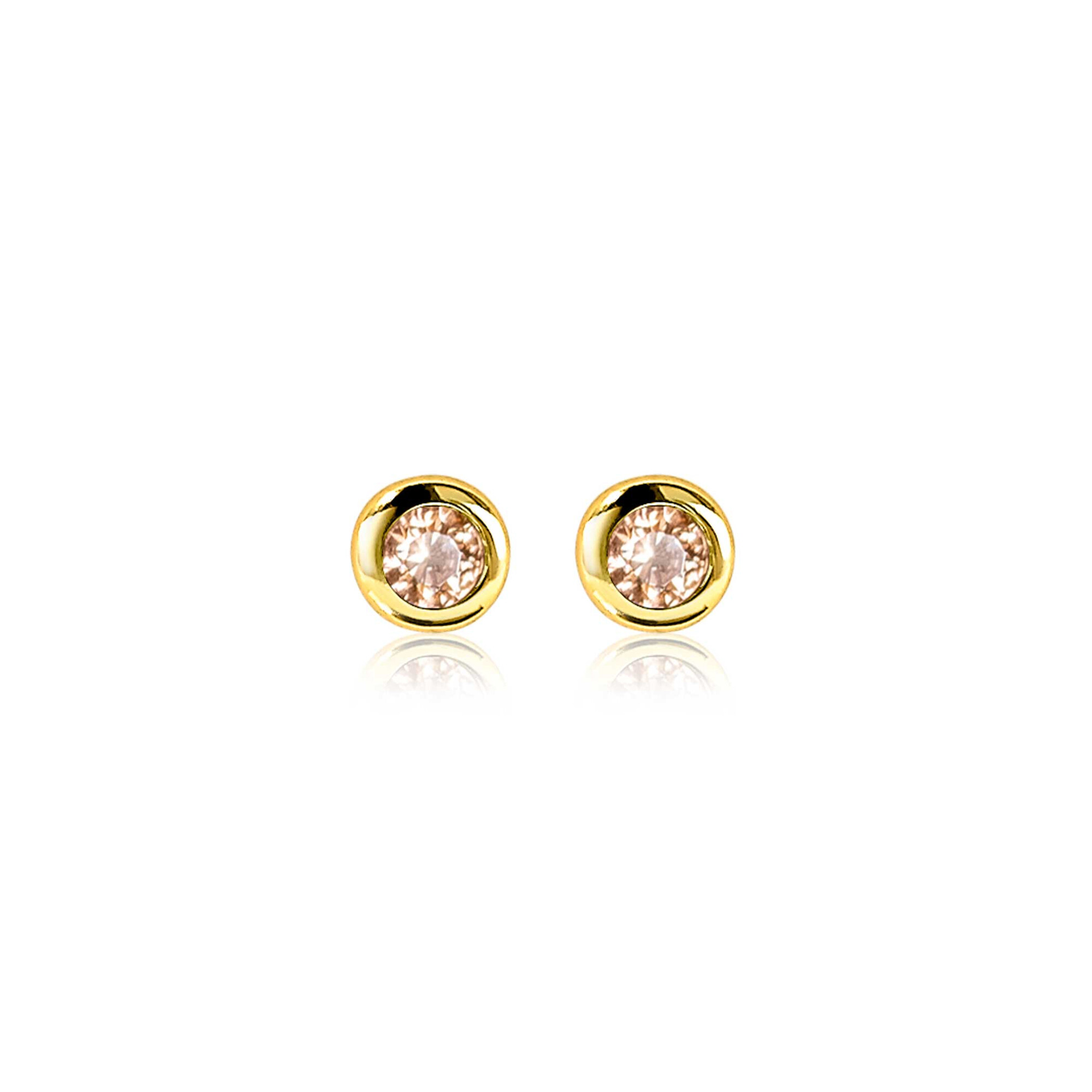 NOVEMBER oorknoppen 4mm gold plated met geboortesteen geel citrien zirconia
