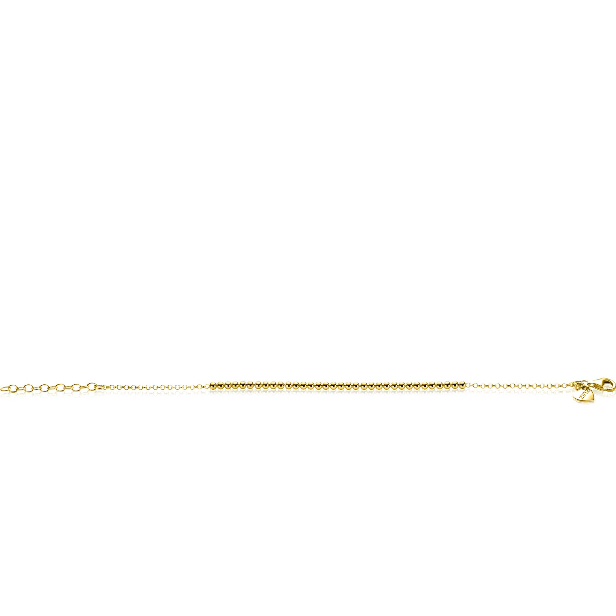 ZINZI gold plated zilveren jasseron armband met bolletjes schakels (2,5mm breed) in het midden 16-19cm ZIA2640G