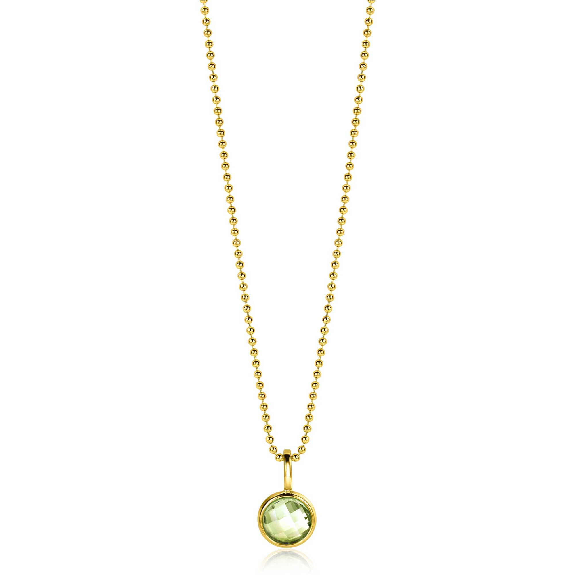 AUGUSTUS hanger 8mm gold plated geboortesteen groen peridoot zirconia (zonder collier)