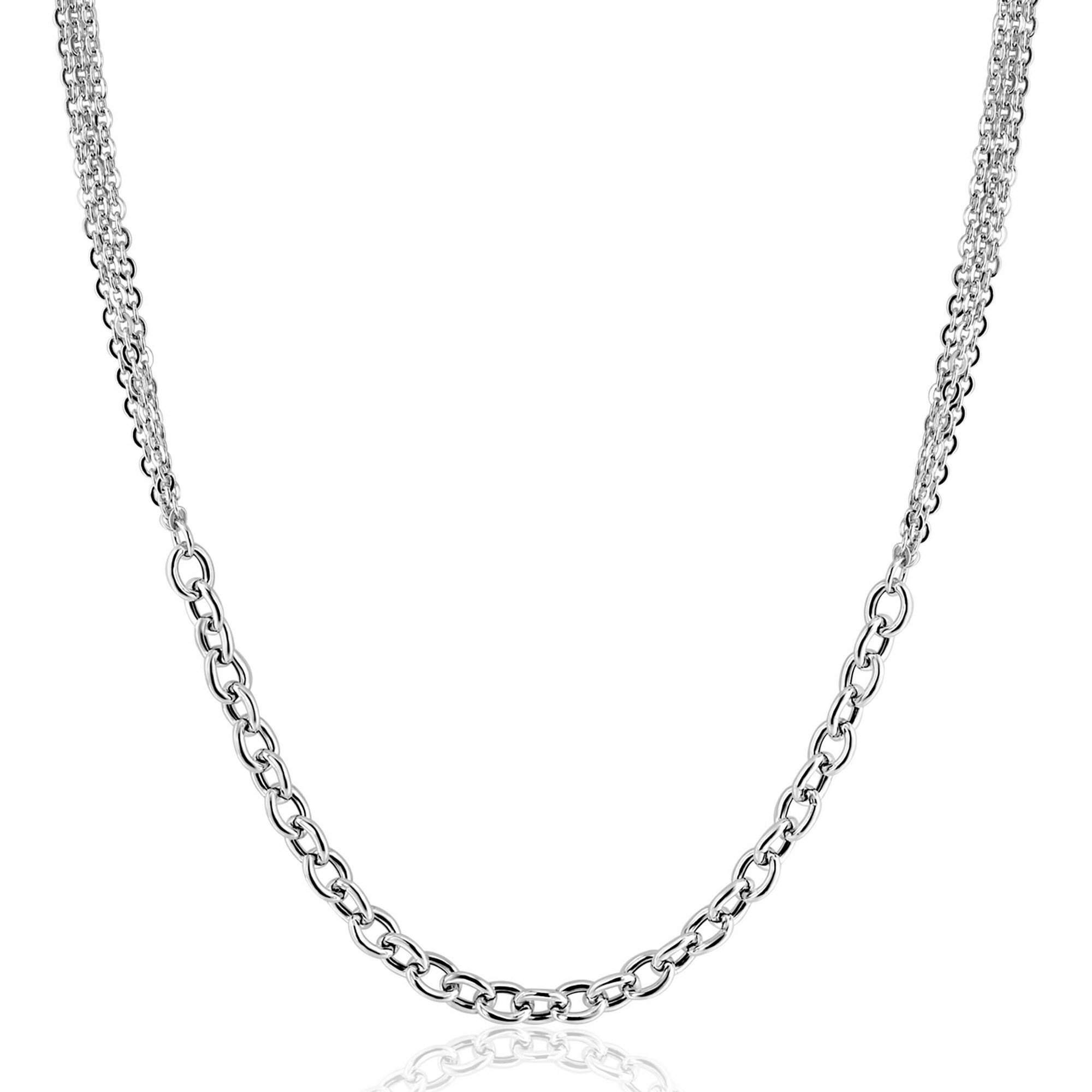 ZINZI zilveren collier 45cm met dubbele stijl: grove schakel en fijne kettingen ZIC2781