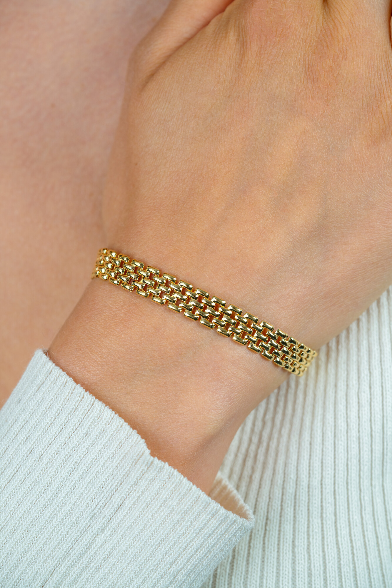 ZINZI gold plated zilveren armband met 8mm brede rolex-style schakel 16,5-20cm ZIA2289G