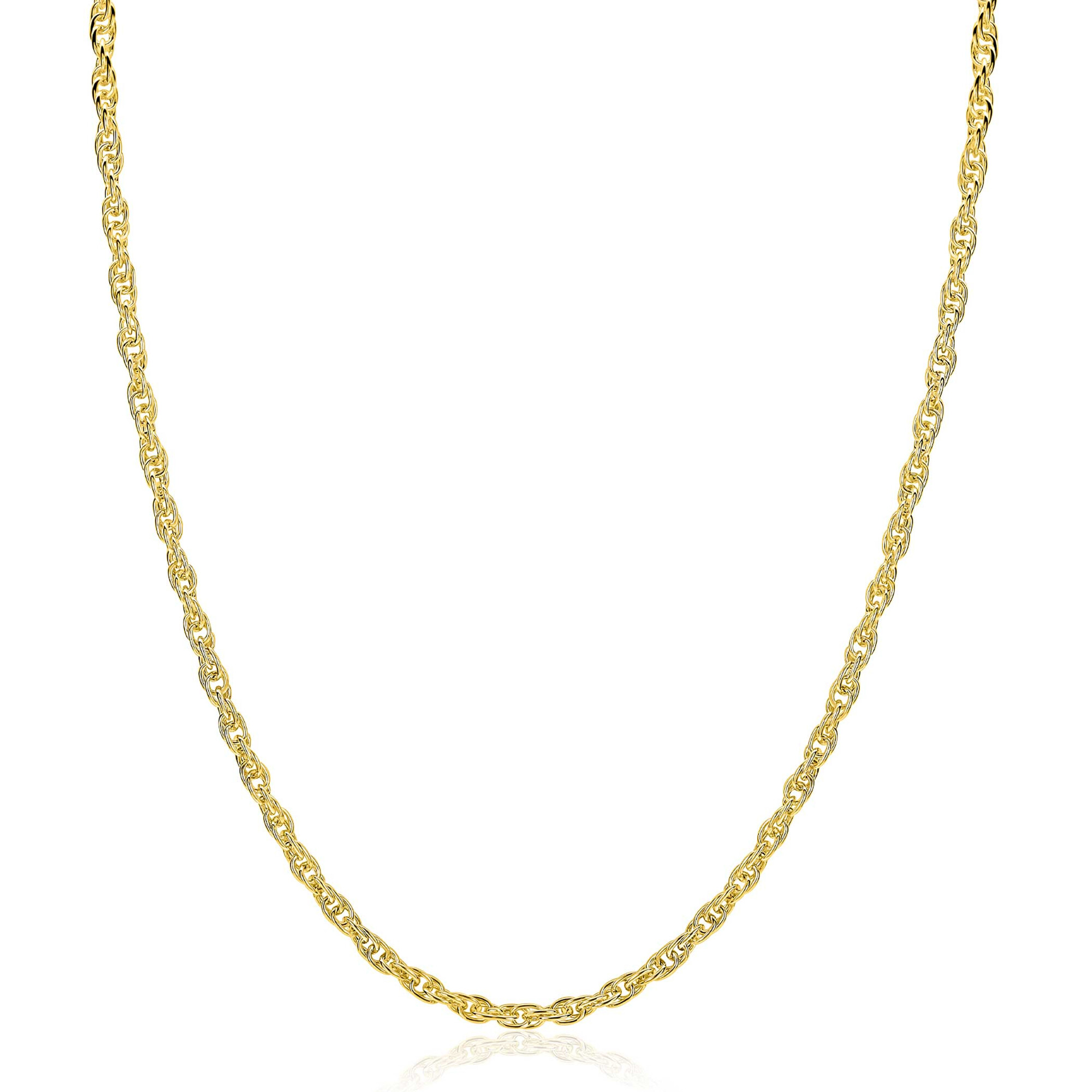 ZINZI gold plated zilveren massieve platte koord ketting (2,6mm breed) 42-45cm ZIC2844G