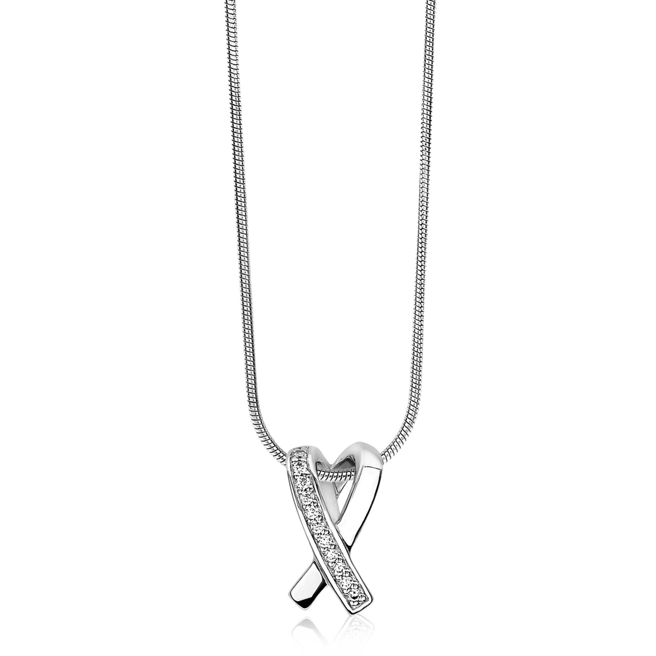 ZINZI zilveren hanger kruislings wit ZIH1625 (zonder collier)
