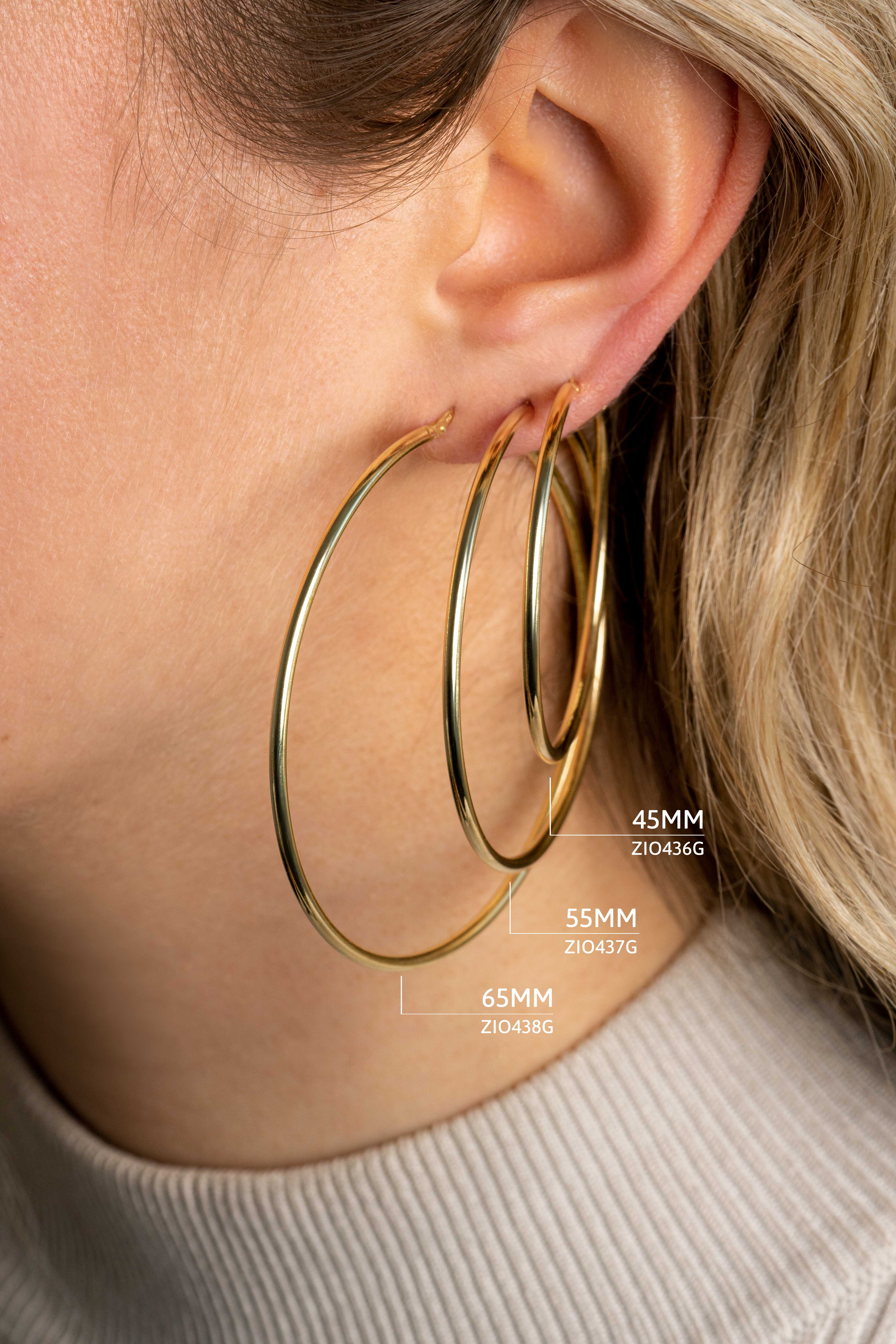 ZINZI zilveren oorringen 14K geel verguld glad 65x2mm rond ZIO438G