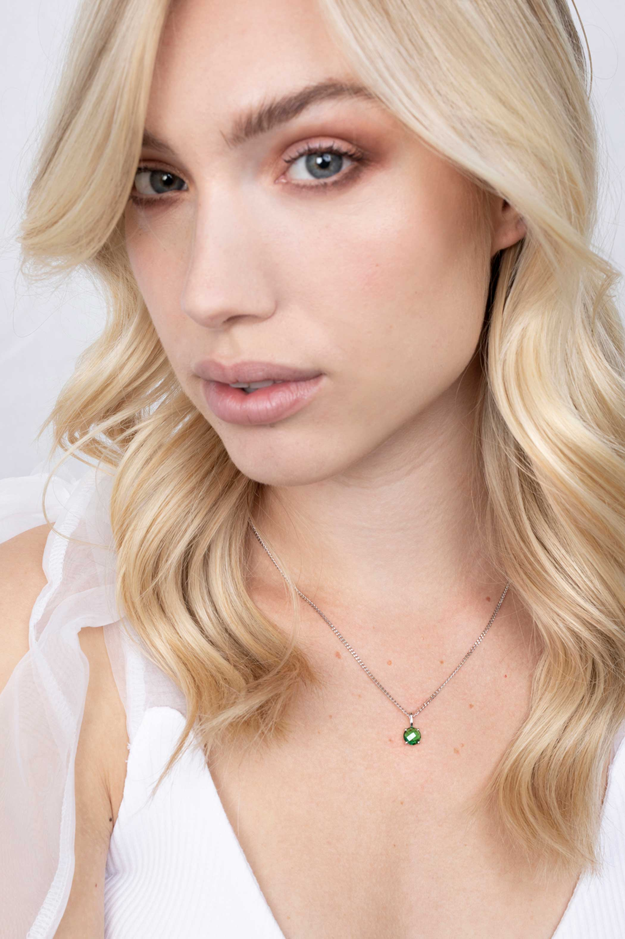 ZINZI zilveren hanger rond groen ZIH2072GR (zonder collier)