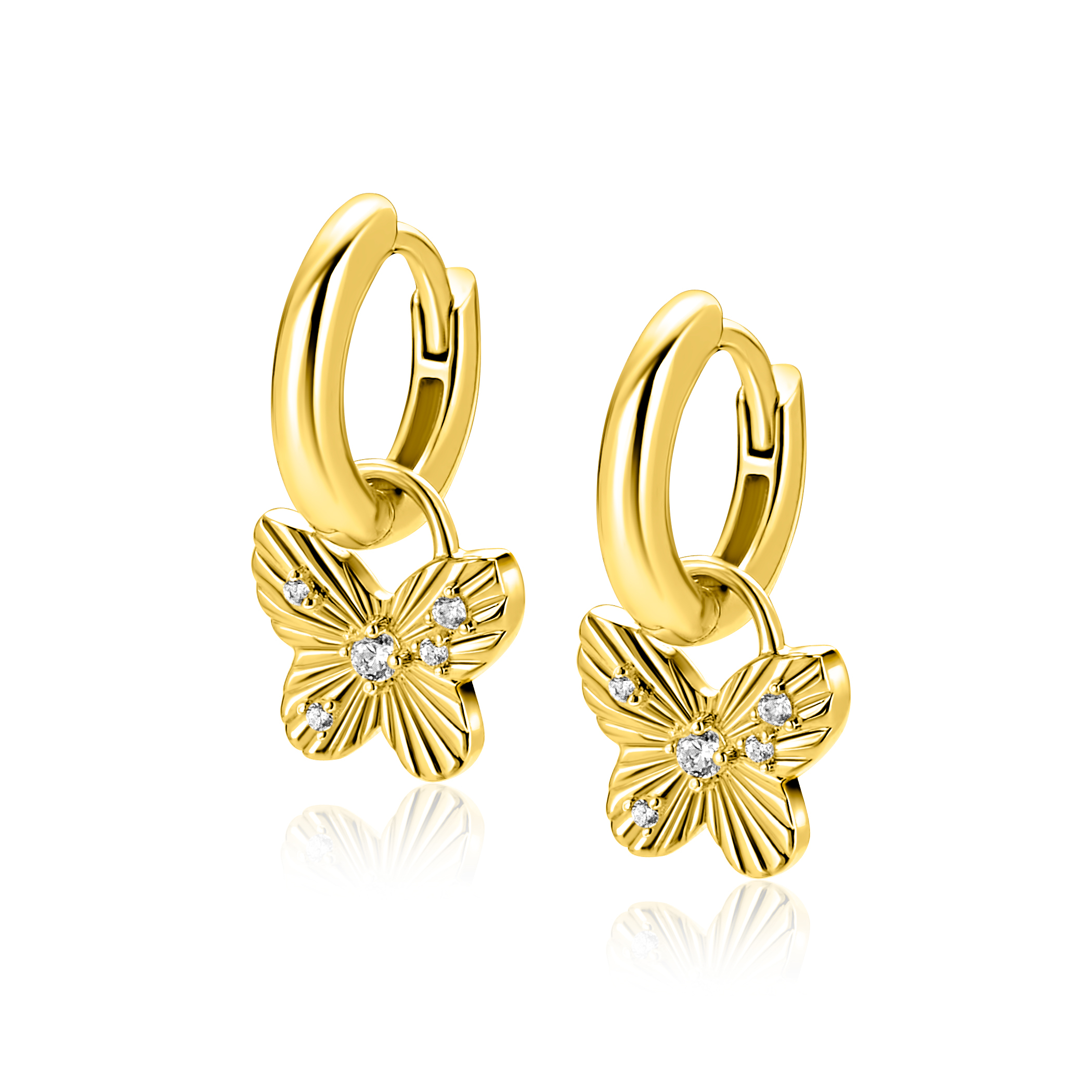 10mm ZINZI gold plated zilveren oorbedels vlinder ZICH2742 (zonder oorringen)