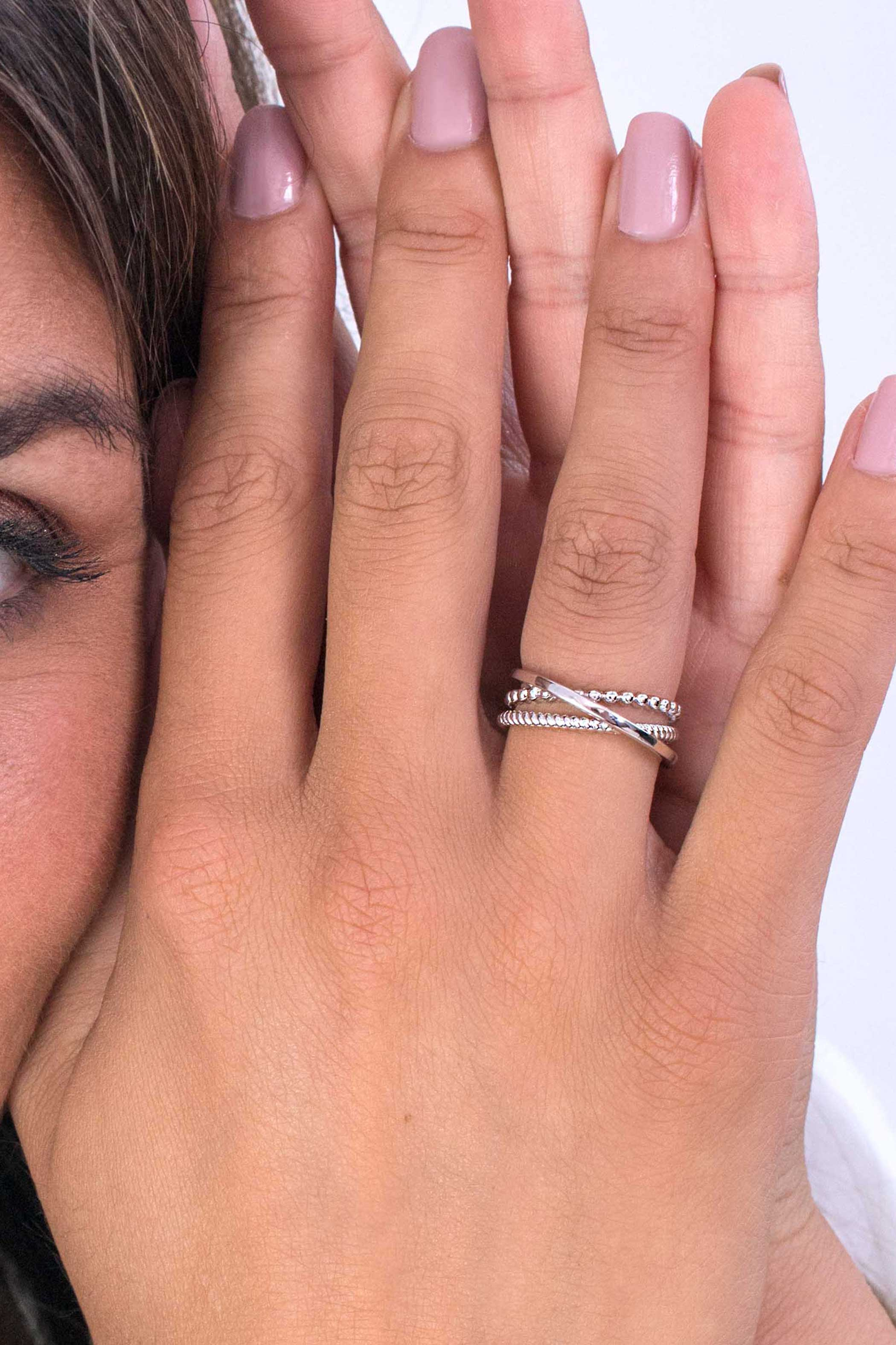 ZINZI zilveren cross-over ring ZIR1361C