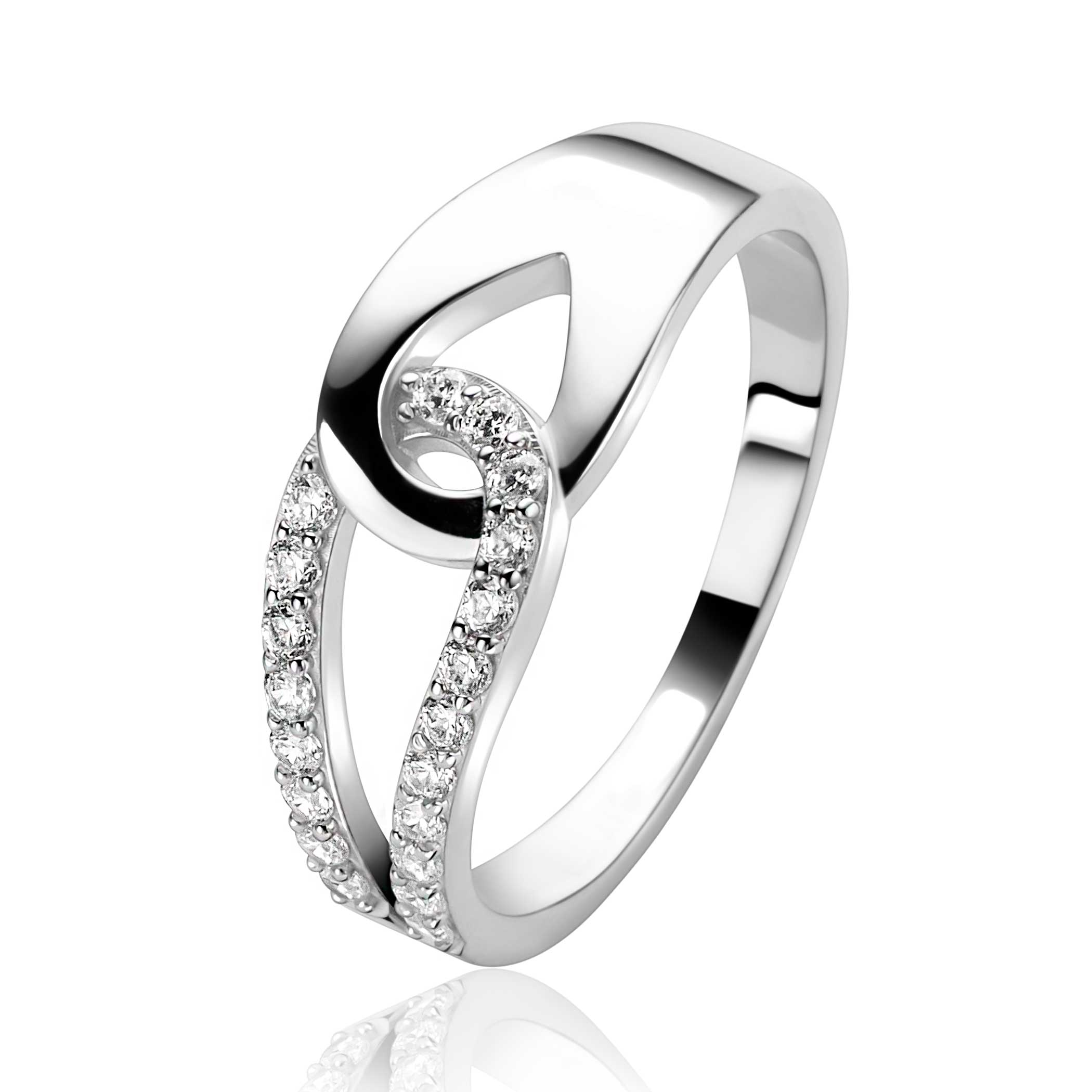 ZINZI zilveren ring met twee in elkaar gevlochten druppelvormen ZIR2768C