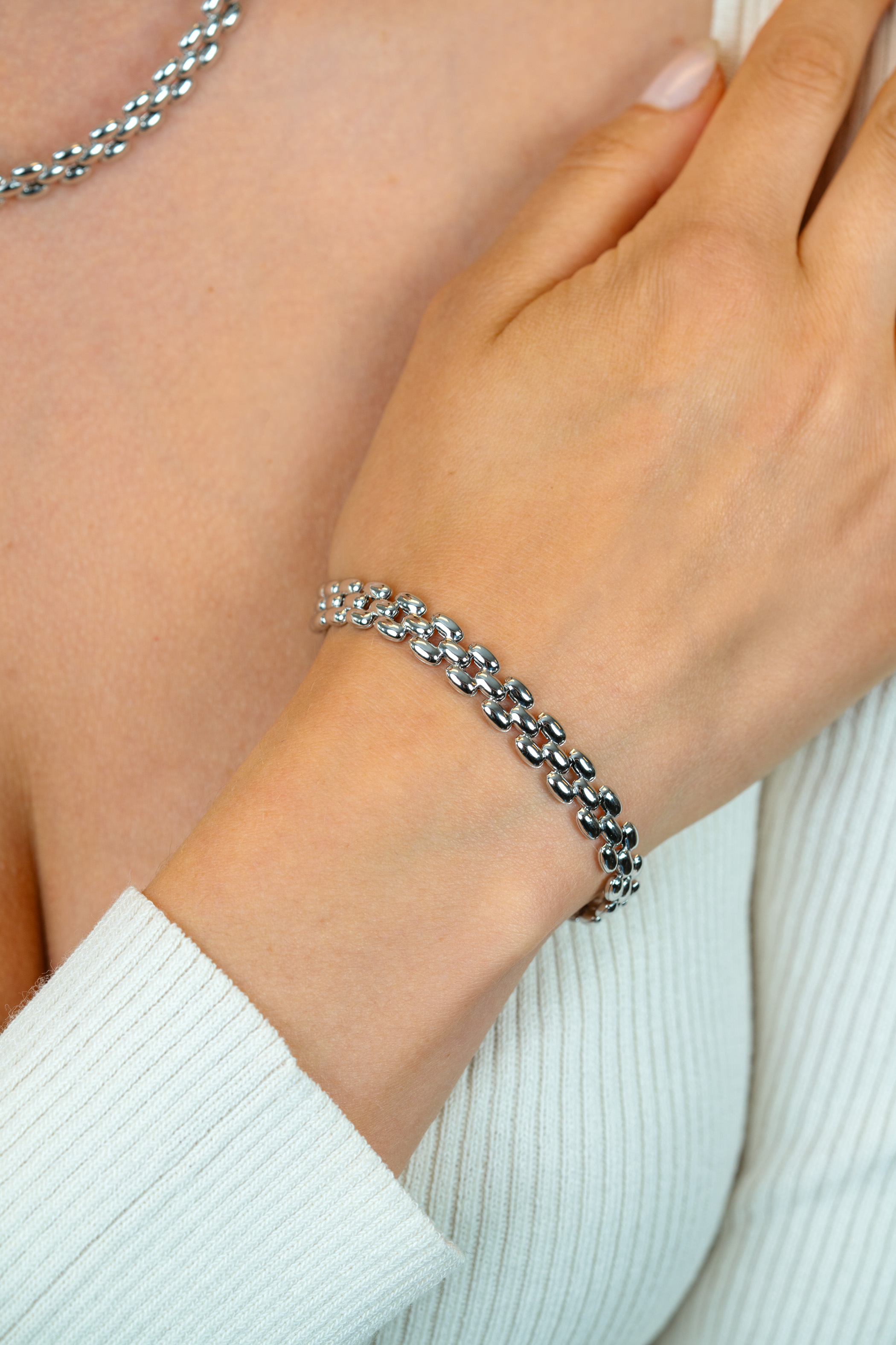 ZINZI zilveren brede rolex-style schakel-armband 8mm breed 19cm ZIA2764