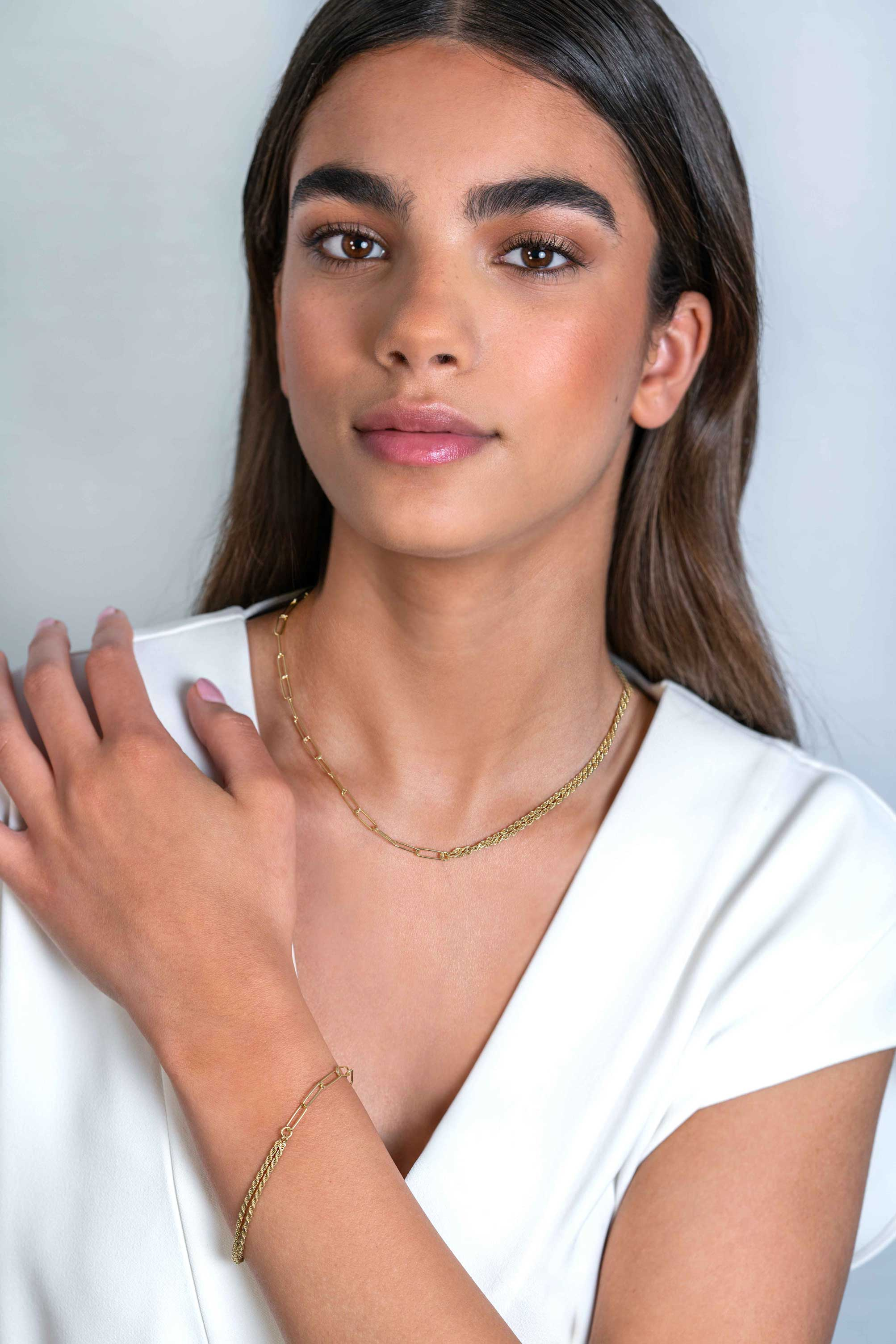 ZINZI gold plated zilveren multi-look armband met twee trendy schakels en kapittel-sluiting ZIA2380
