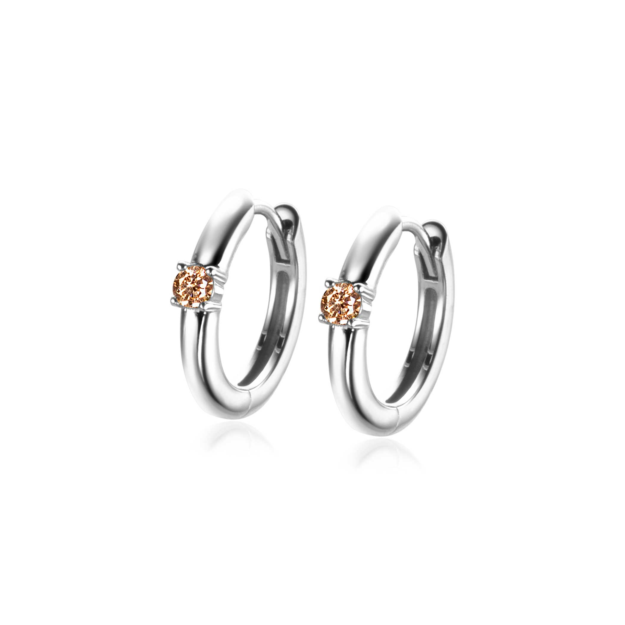 NOVEMBER oorringen 13mm zilver met geboortesteen geel citrien zirconia 
