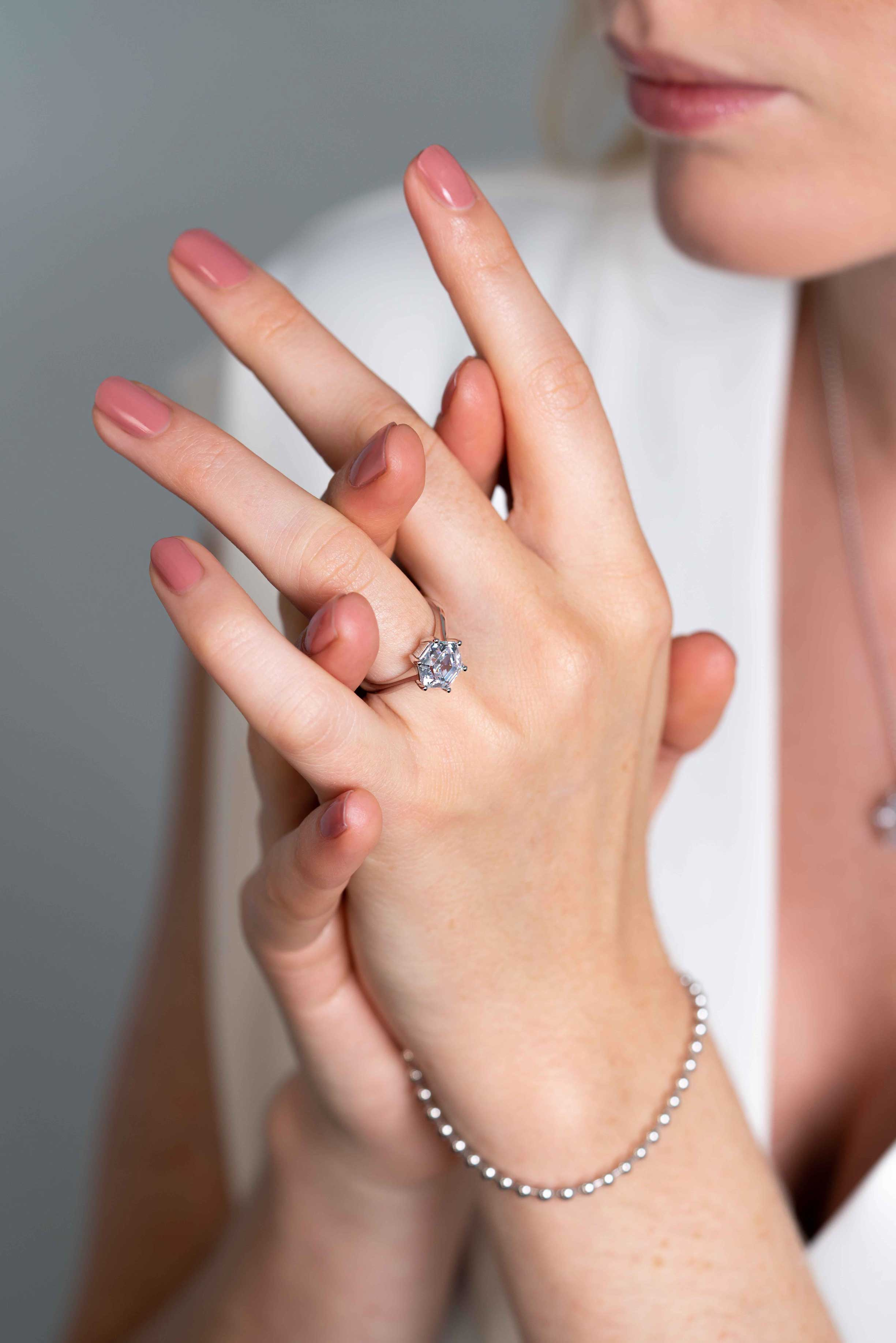 ZINZI zlv. ring zeshoekig mt.50