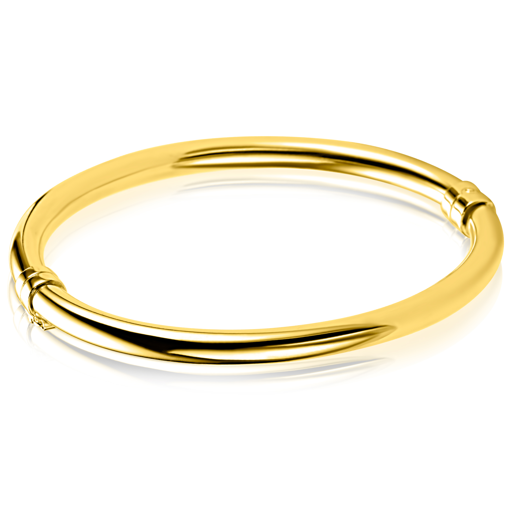 ZINZI gold plated zilveren bangle armband glad 5mm ronde buis en luxe scharniersluiting ZIA2754G