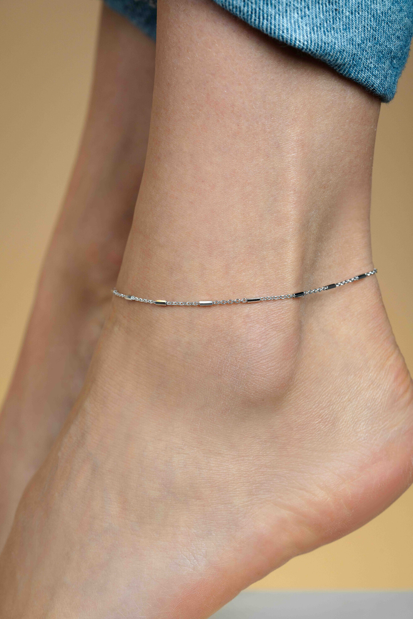 ZINZI zilveren schakel enkelbandje staafjes 23+4cm ZIE1648