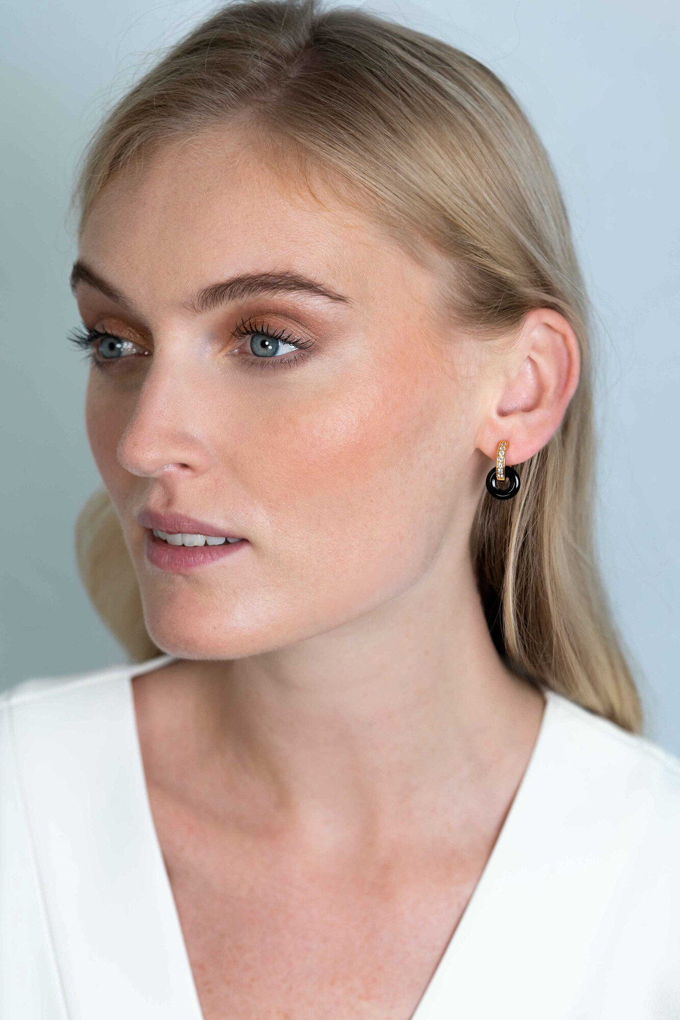 ZINZI oorbedels rond 12mm zwart onyx ZICH2274Z (zonder oorringen)