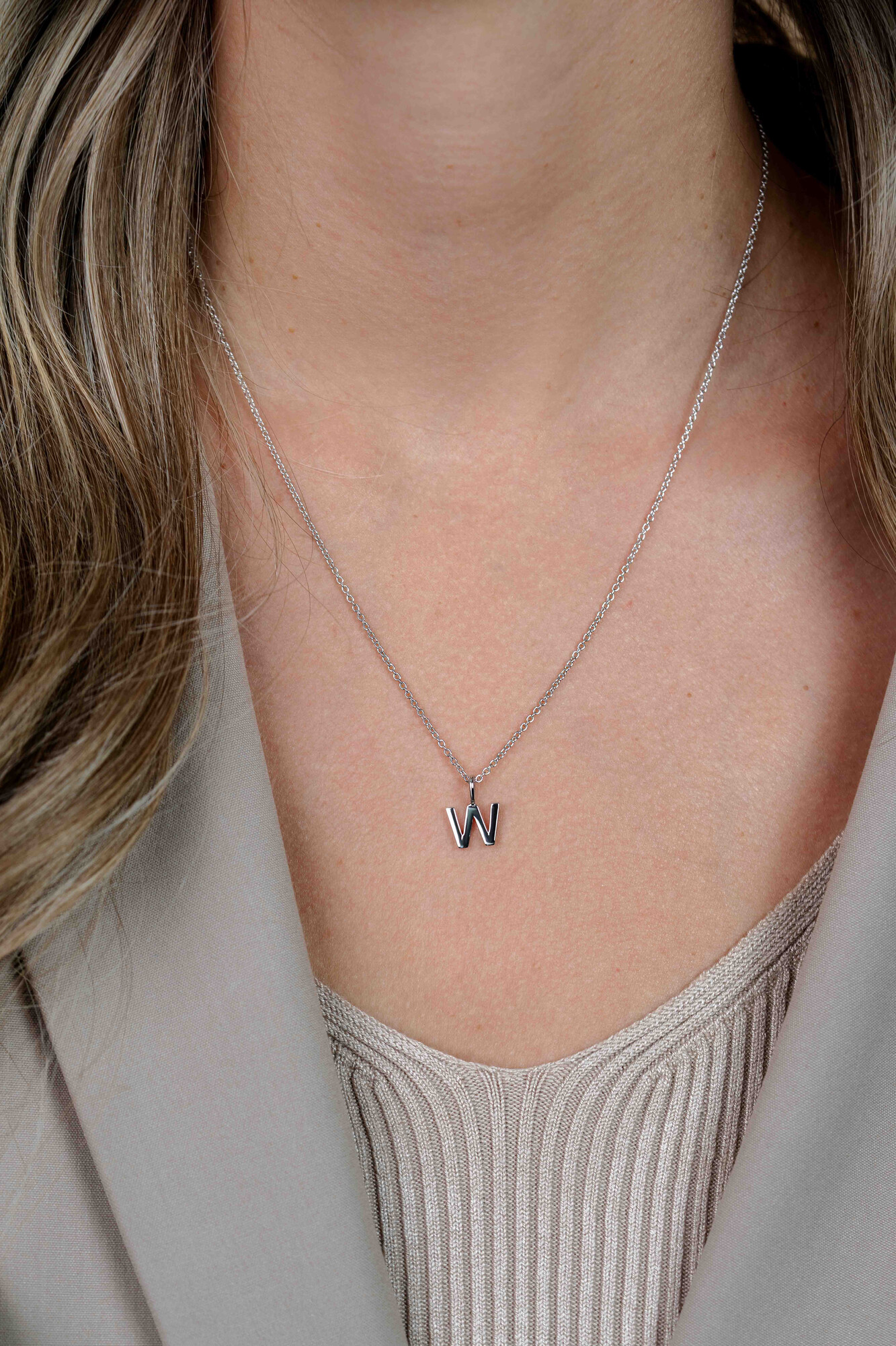 ZINZI zilveren letter hanger W ZIH2140W