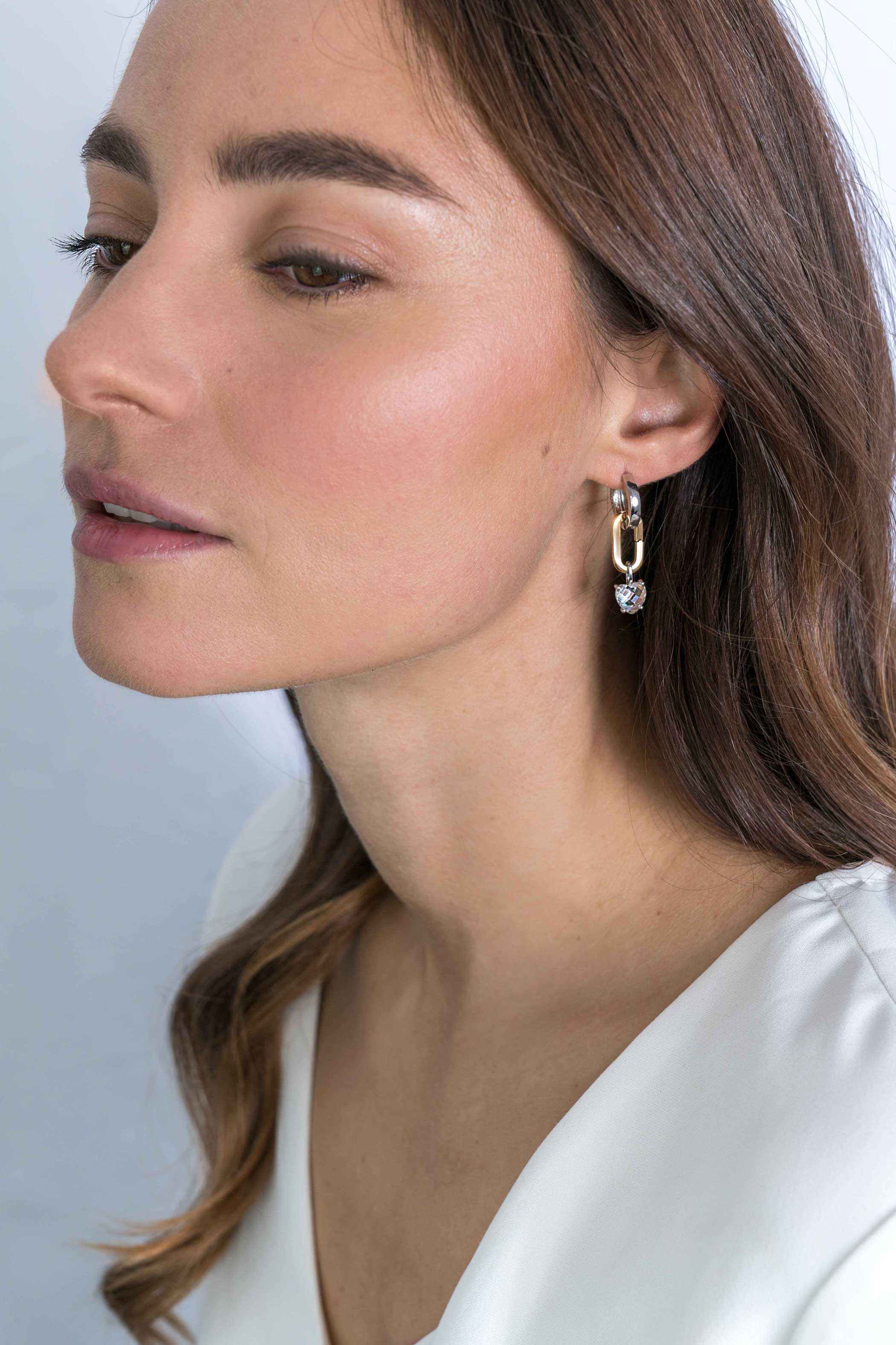 ZINZI zilveren ovale oorbedels 14K geel verguld sluitring 16mm voor je losse hangertjes ZICH2060G (zonder oorringen)