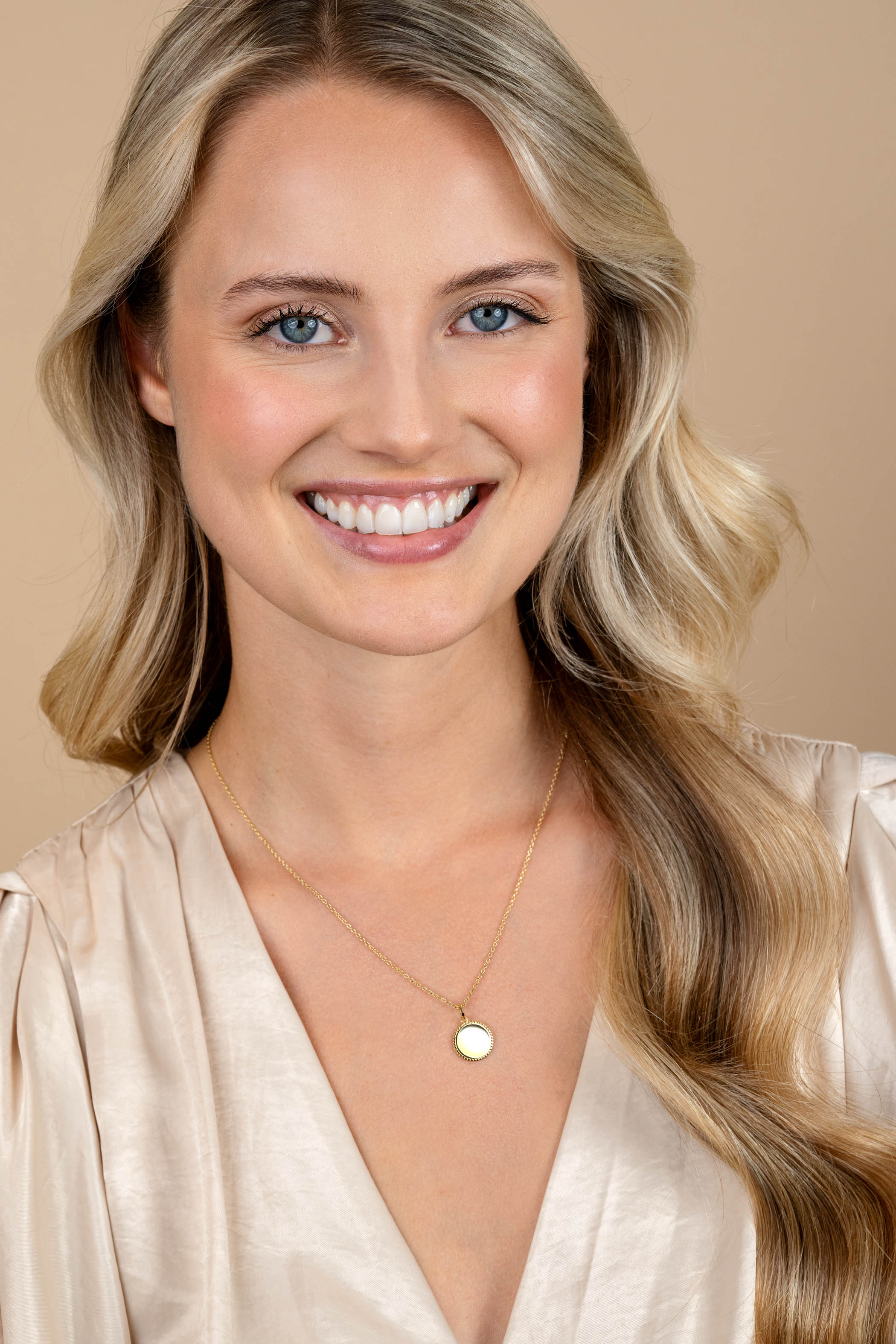 13.5mm ZINZI gold plated zilveren coin hanger met parelrand voor gravure ZIH2651G (zonder collier)