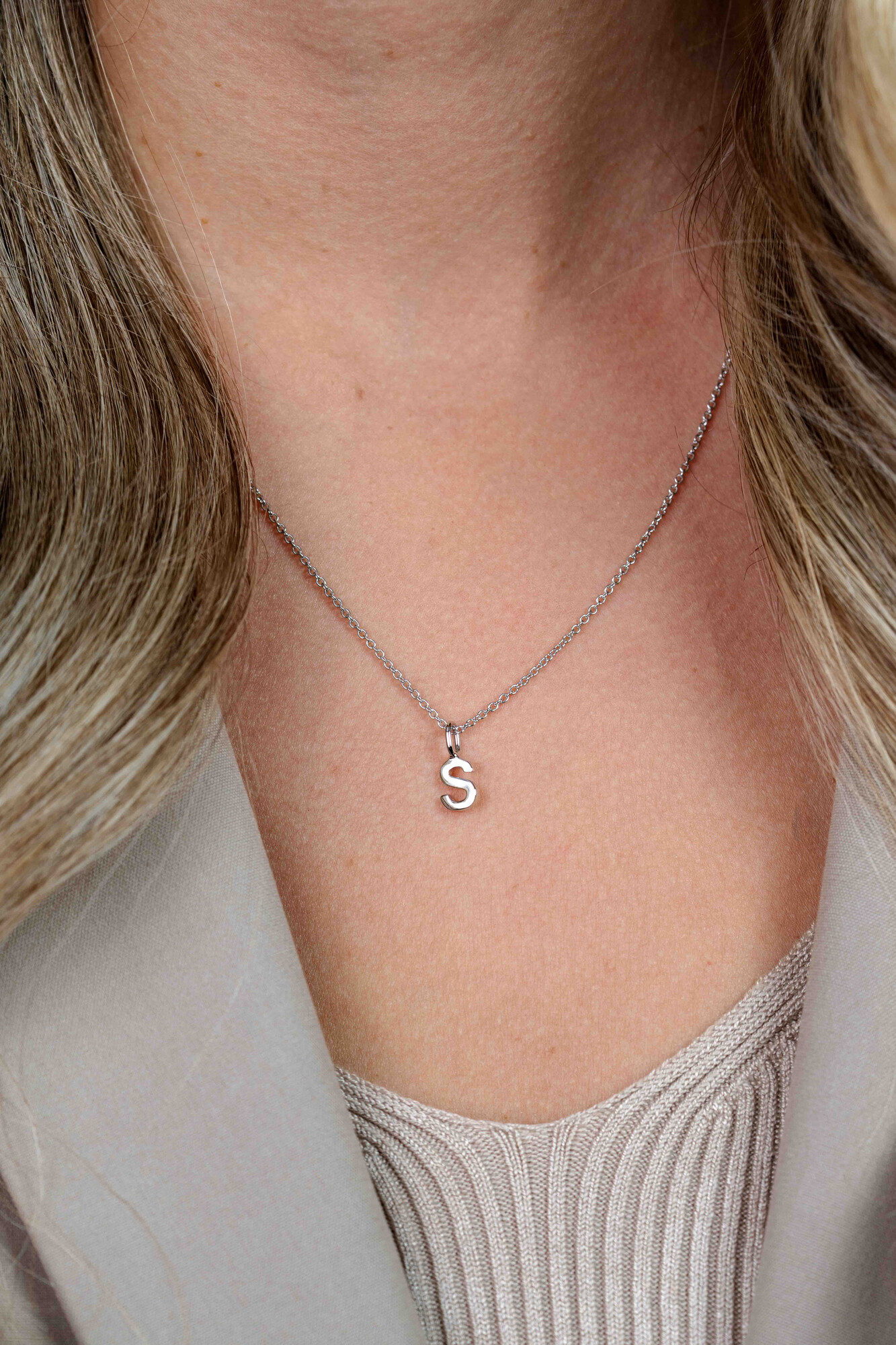 ZINZI zilveren letter hanger S ZIH2140S