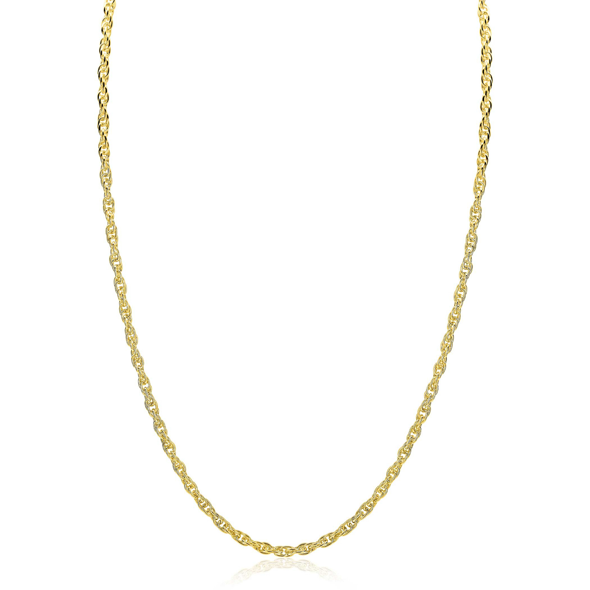 ZINZI gold plated zilveren massieve platte koord ketting (2,6mm breed) 42-45cm ZIC2844G