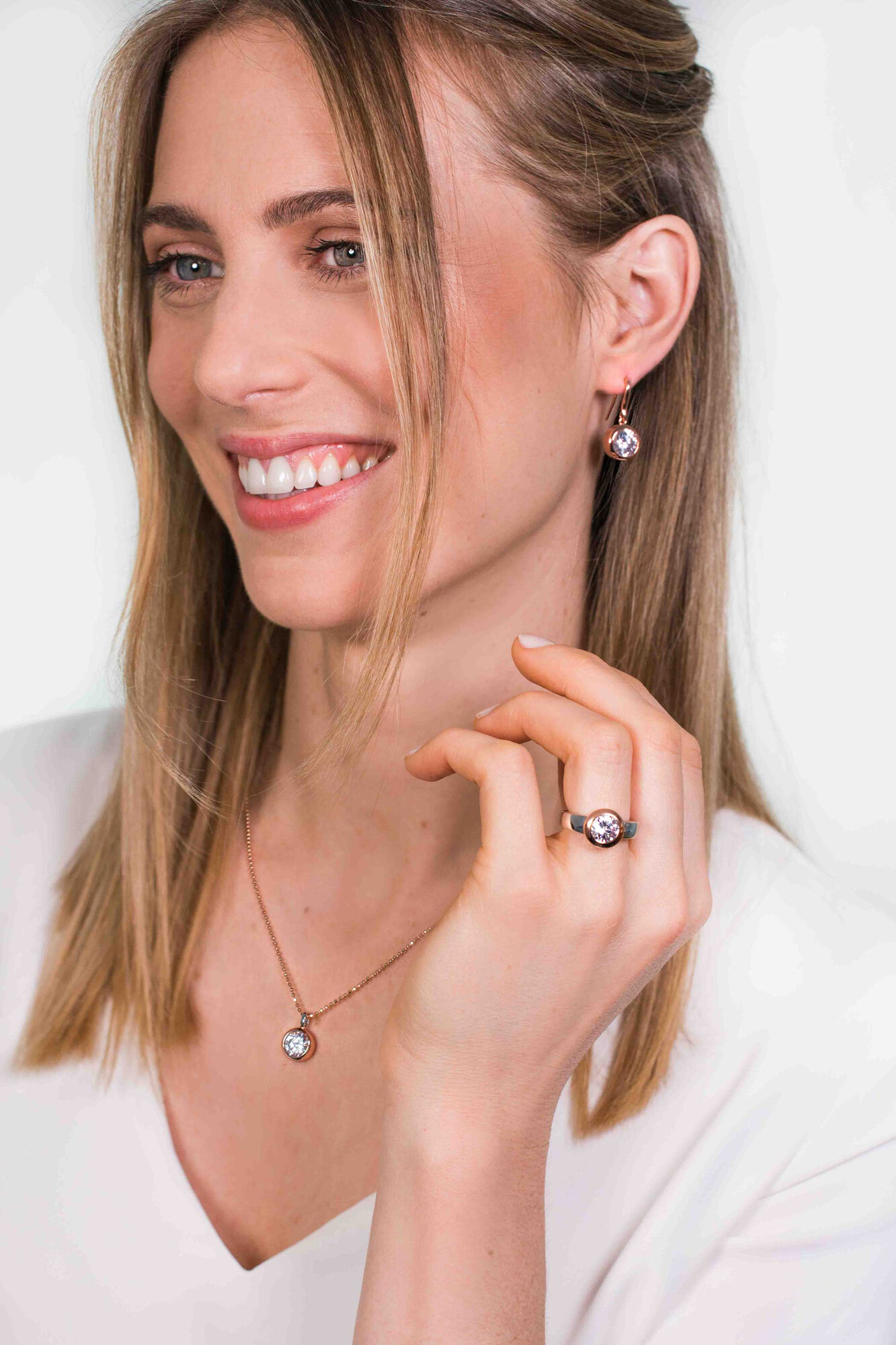 ZINZI zilveren wisselring rosé verguld rond ZIR3