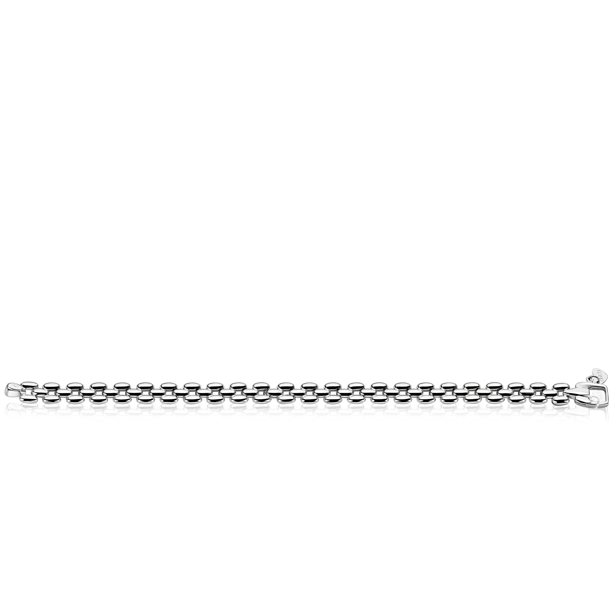 ZINZI zilveren brede rolex-style schakel-armband 8mm breed 19cm ZIA2764