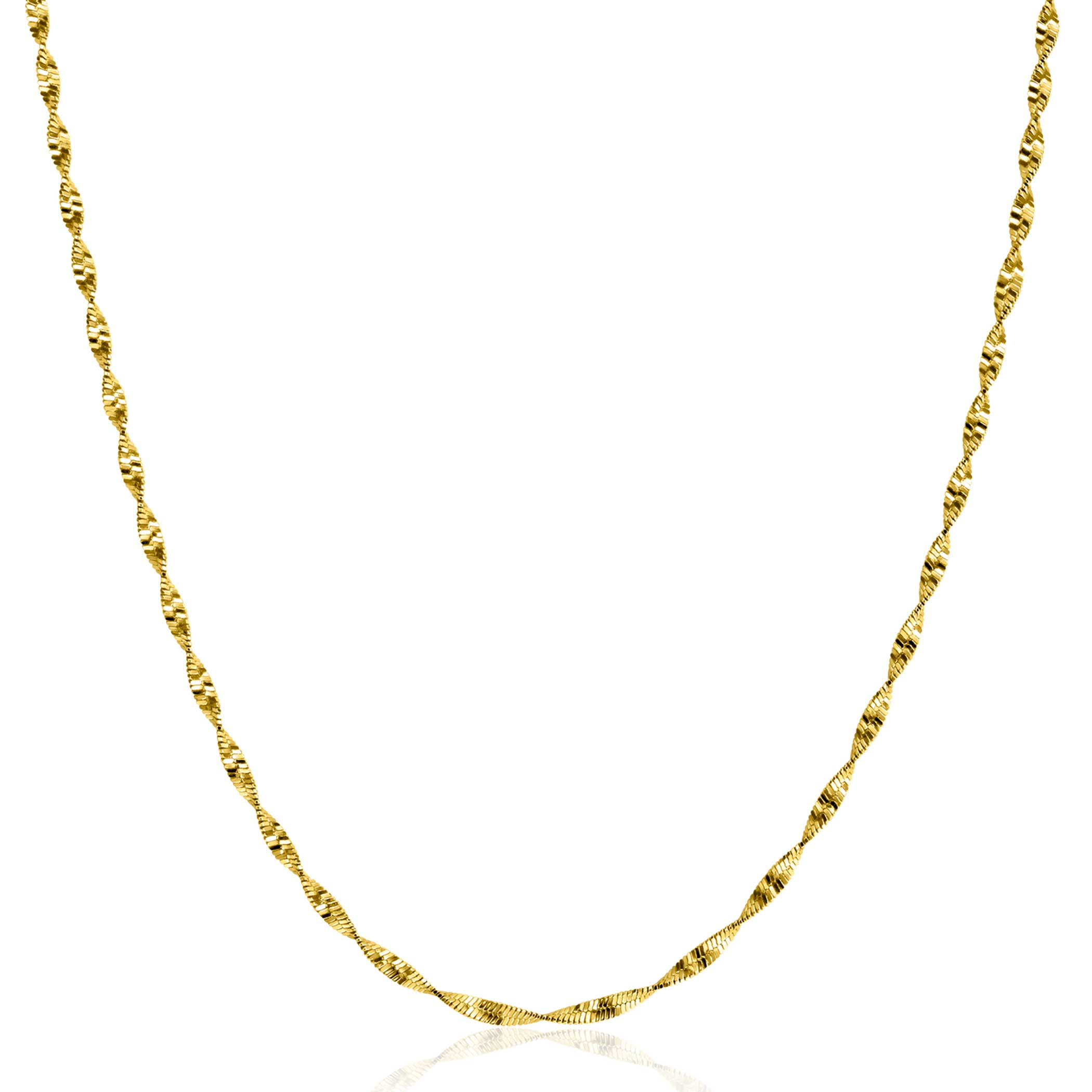 ZINZI gold plated zilveren ketting met glinsterende gedraaide schakels 1,9mm breed 43-45cm ZIC2585G

