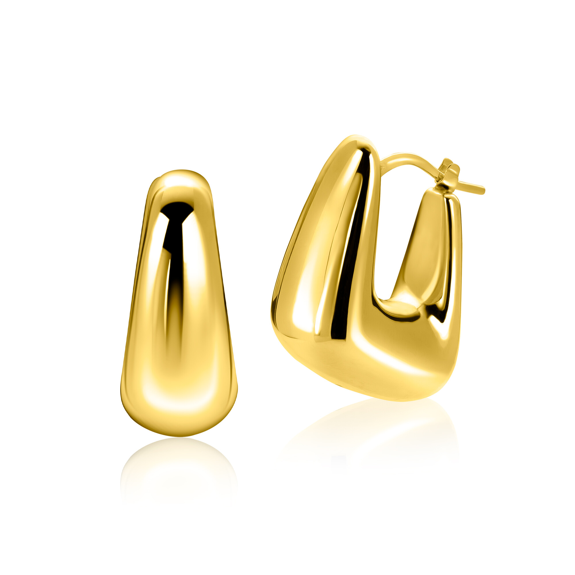 24mm ZINZI gold plated zilveren oorringen met brede buis, vierkante look en handige bovensluiting ZIO2747G