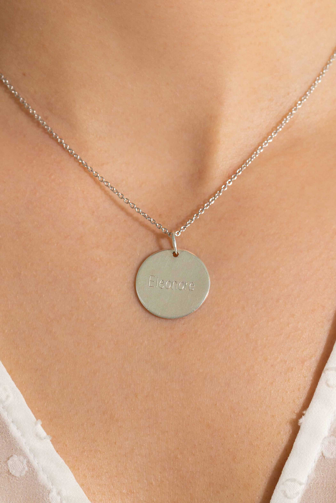 20mm ZINZI zilveren hanger glad rond plaatje voor gravure ZIH2345-20 (zonder collier)