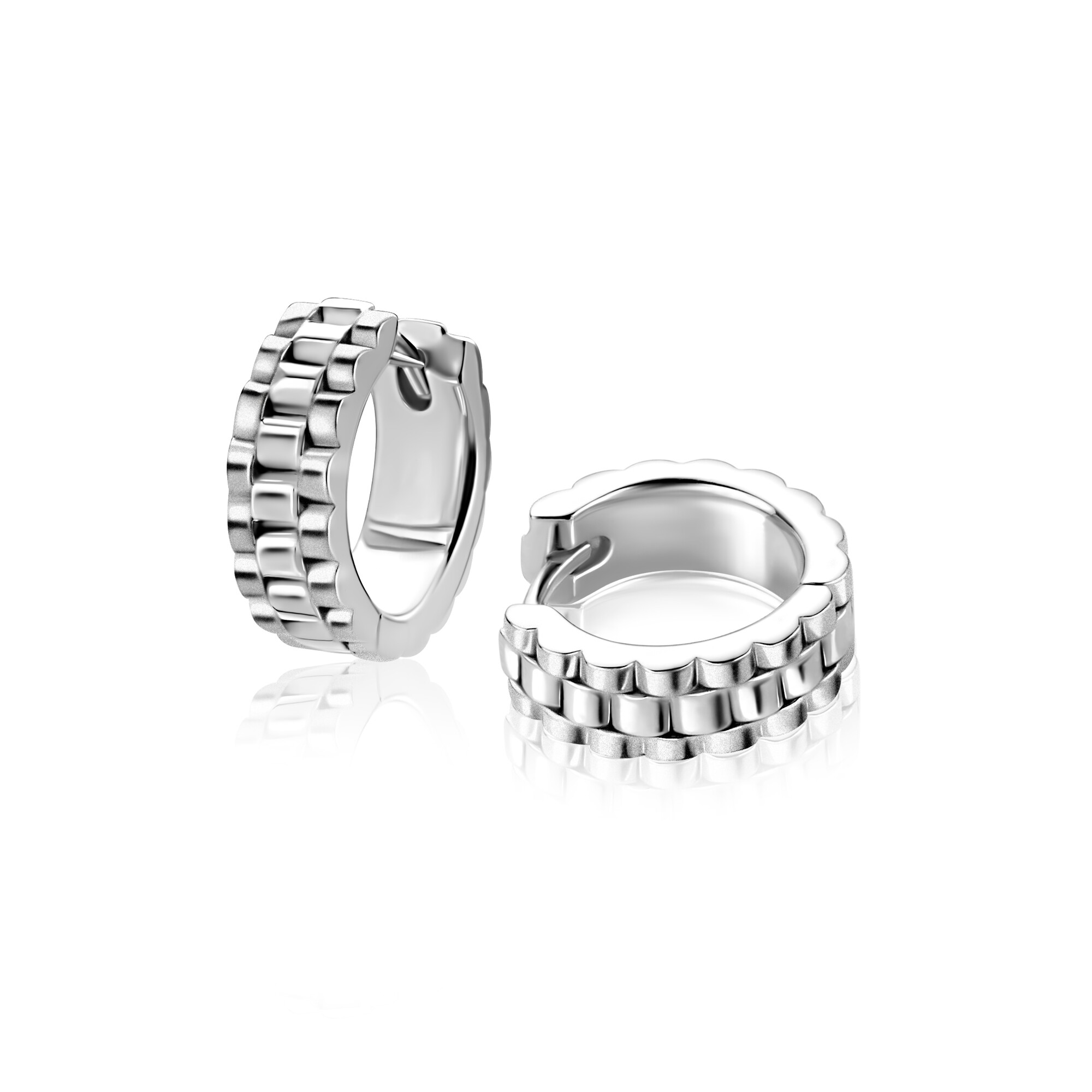 15mm ZINZI zilveren rolex-style oorringen met luxe scharniersluiting (5mm breed) ZIO2736