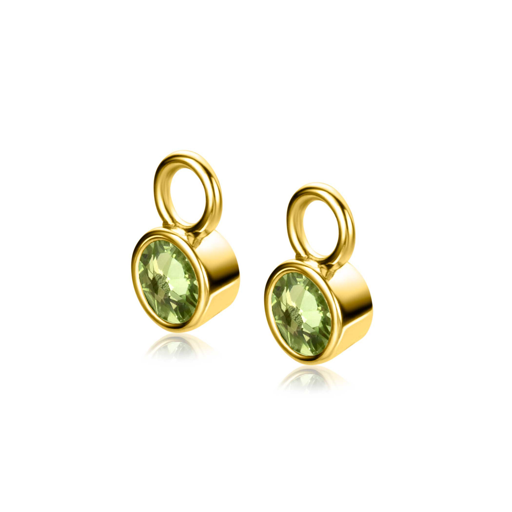AUGUSTUS oorbedels gold plated met geboortesteen groen peridoot zirconia (excl. oorringen)
